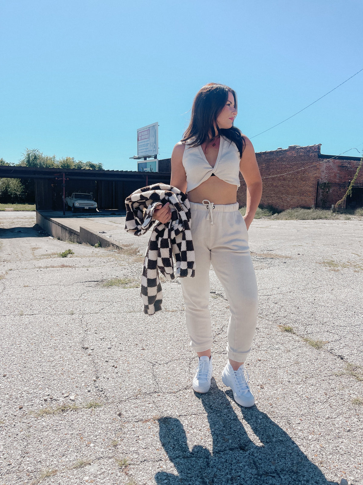 Pearl Burnout Surplice Crop Top