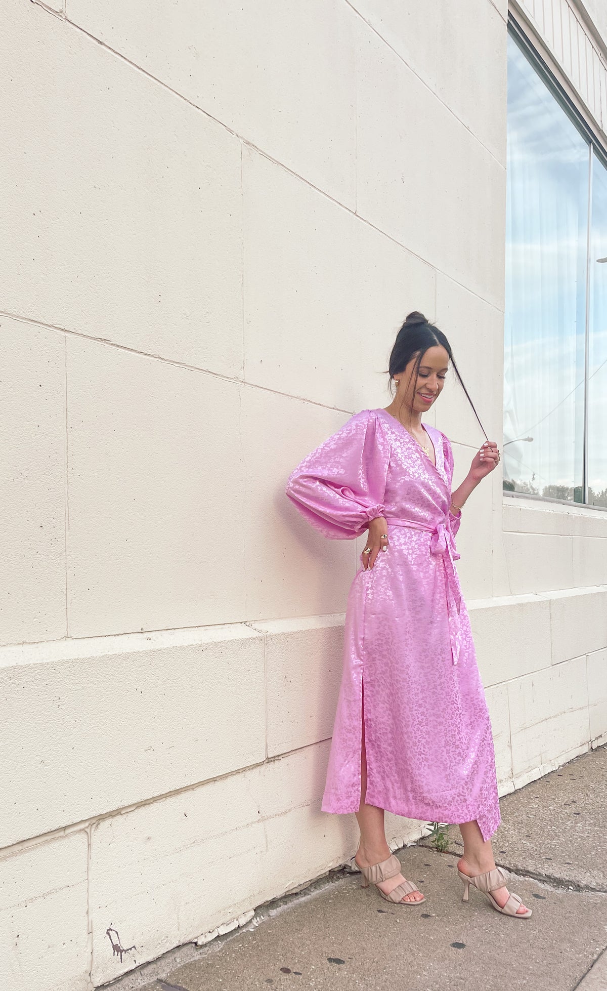 Pale Pink Kimono Style Wrap Dress