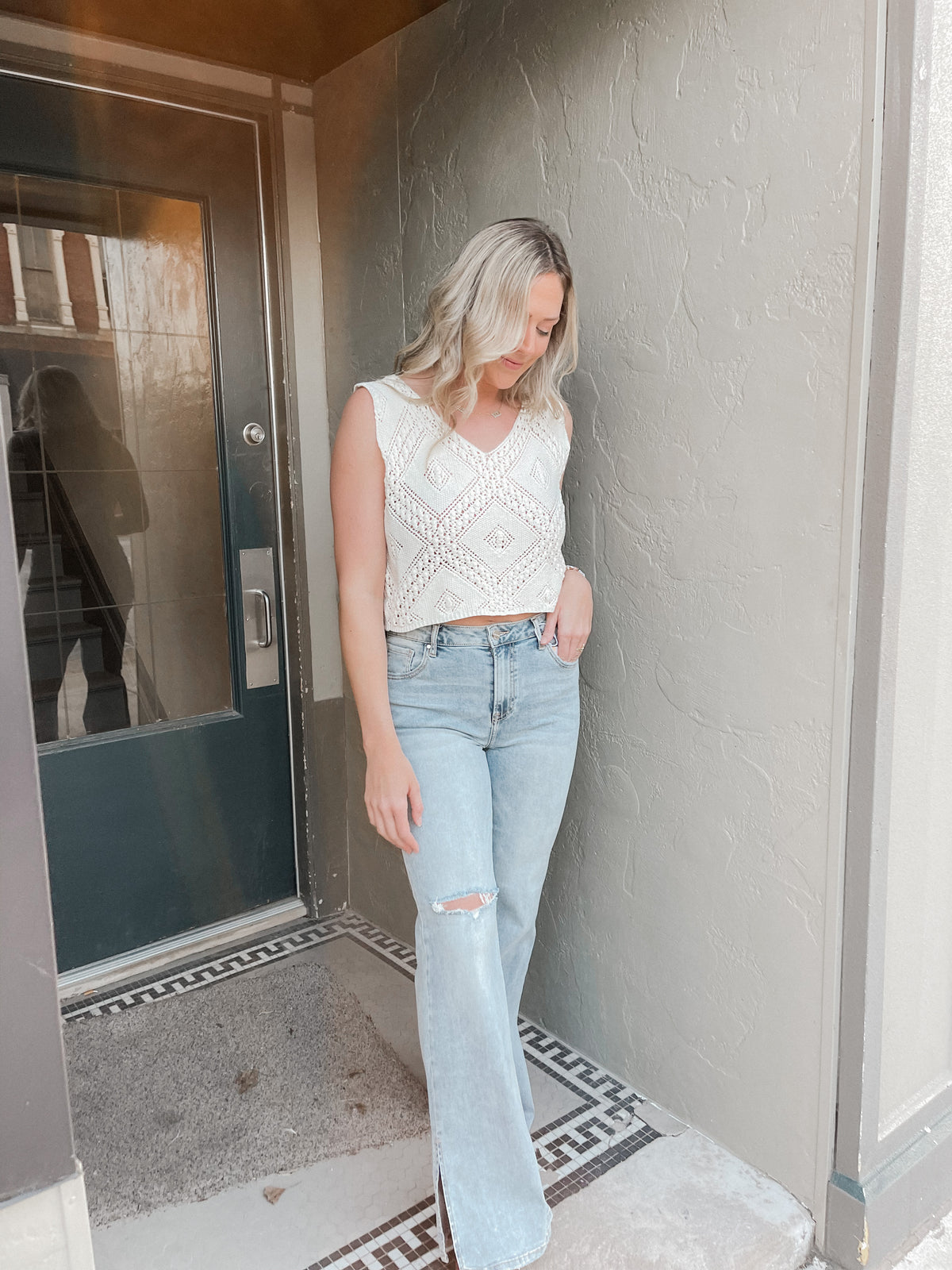 Side Slit Wide Leg Jeans