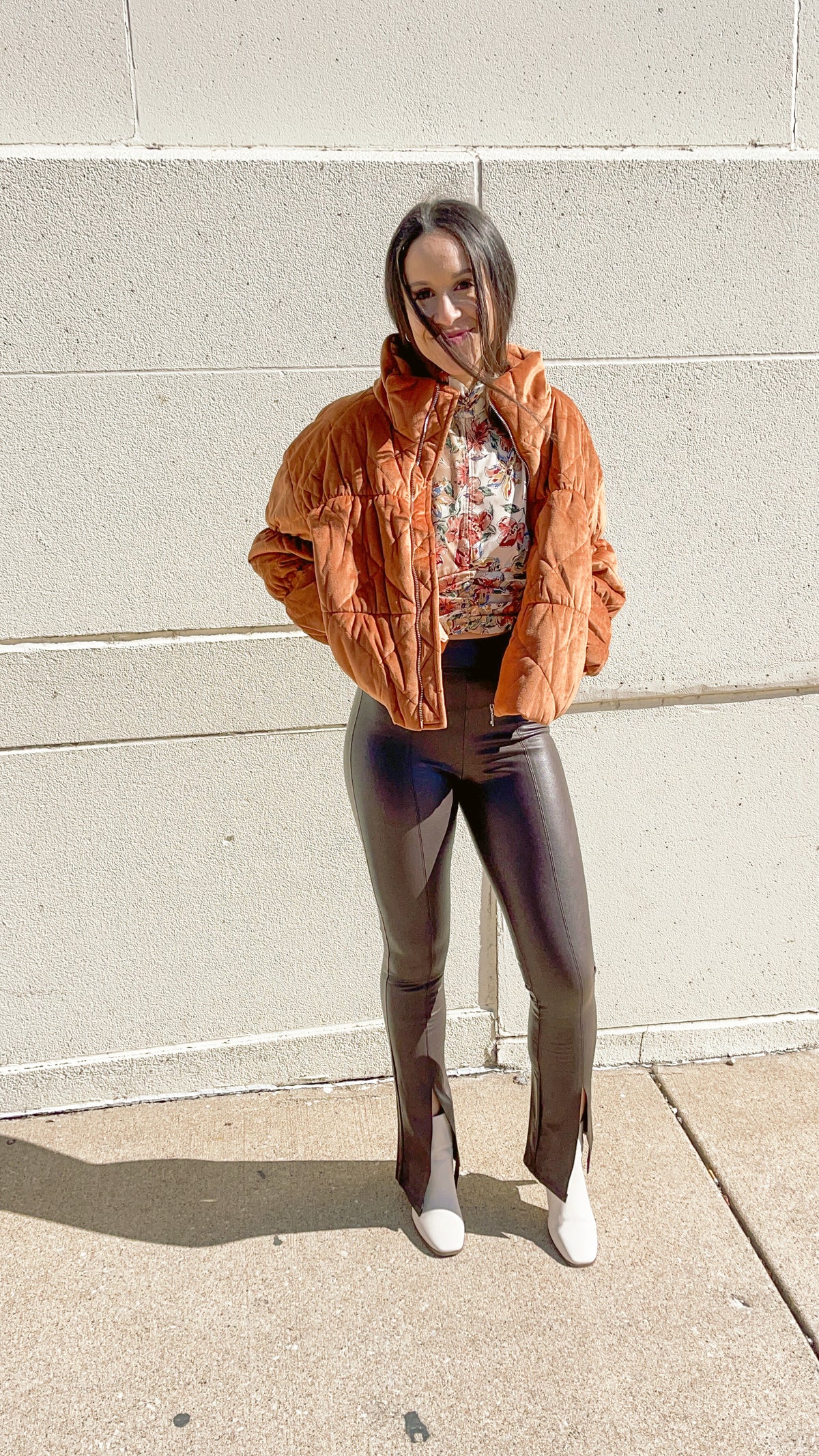 Vegan Leather Split Hem Flare Pants