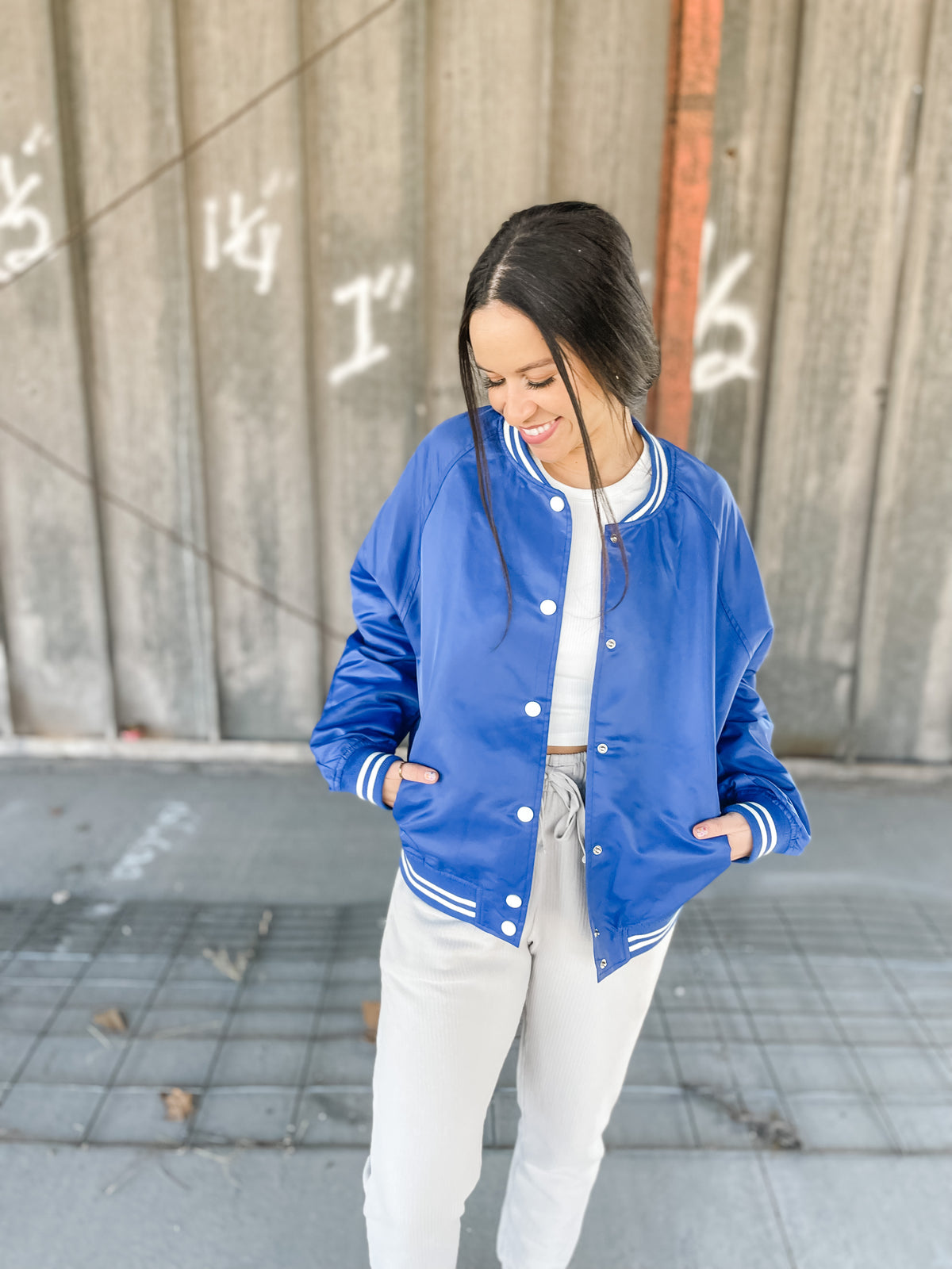 Royal Blue Varsity Bomber Jacket