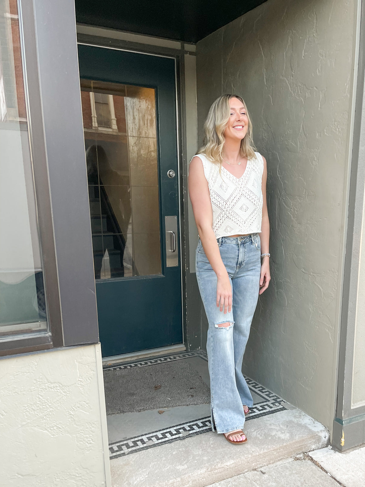 Side Slit Wide Leg Jeans