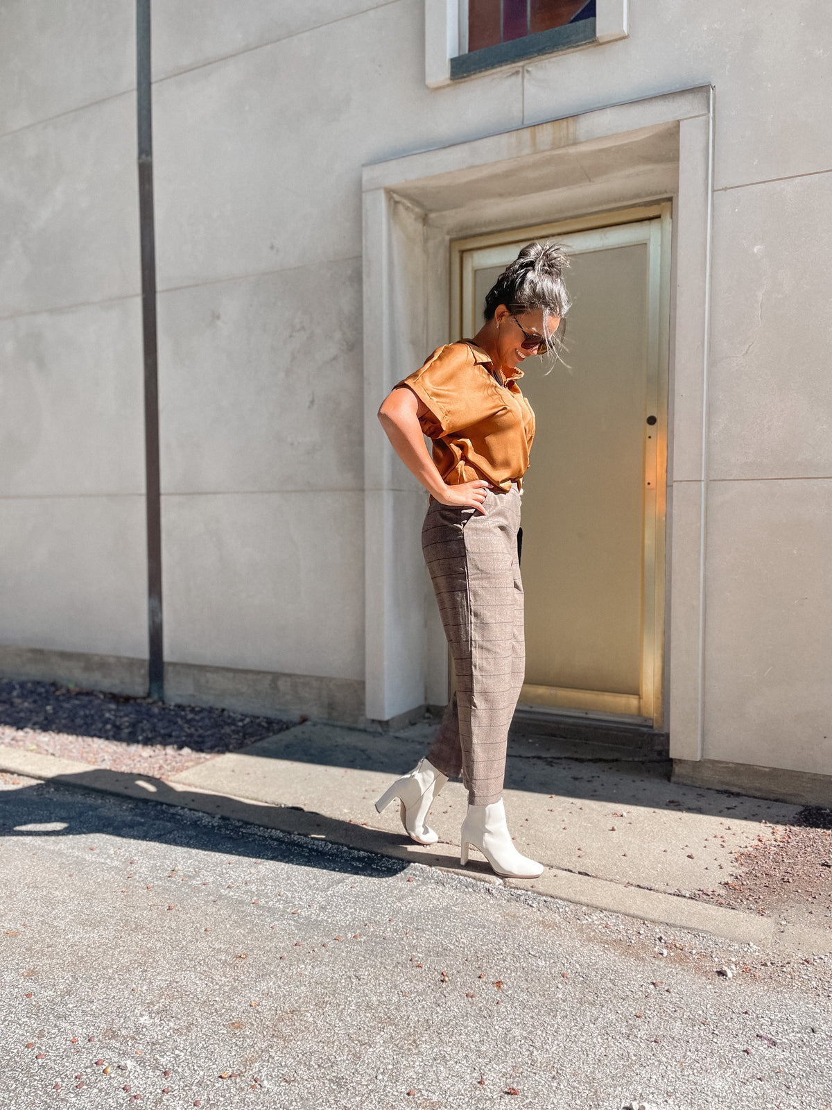 Satin Boxy Cut Short Sleeve Blouse