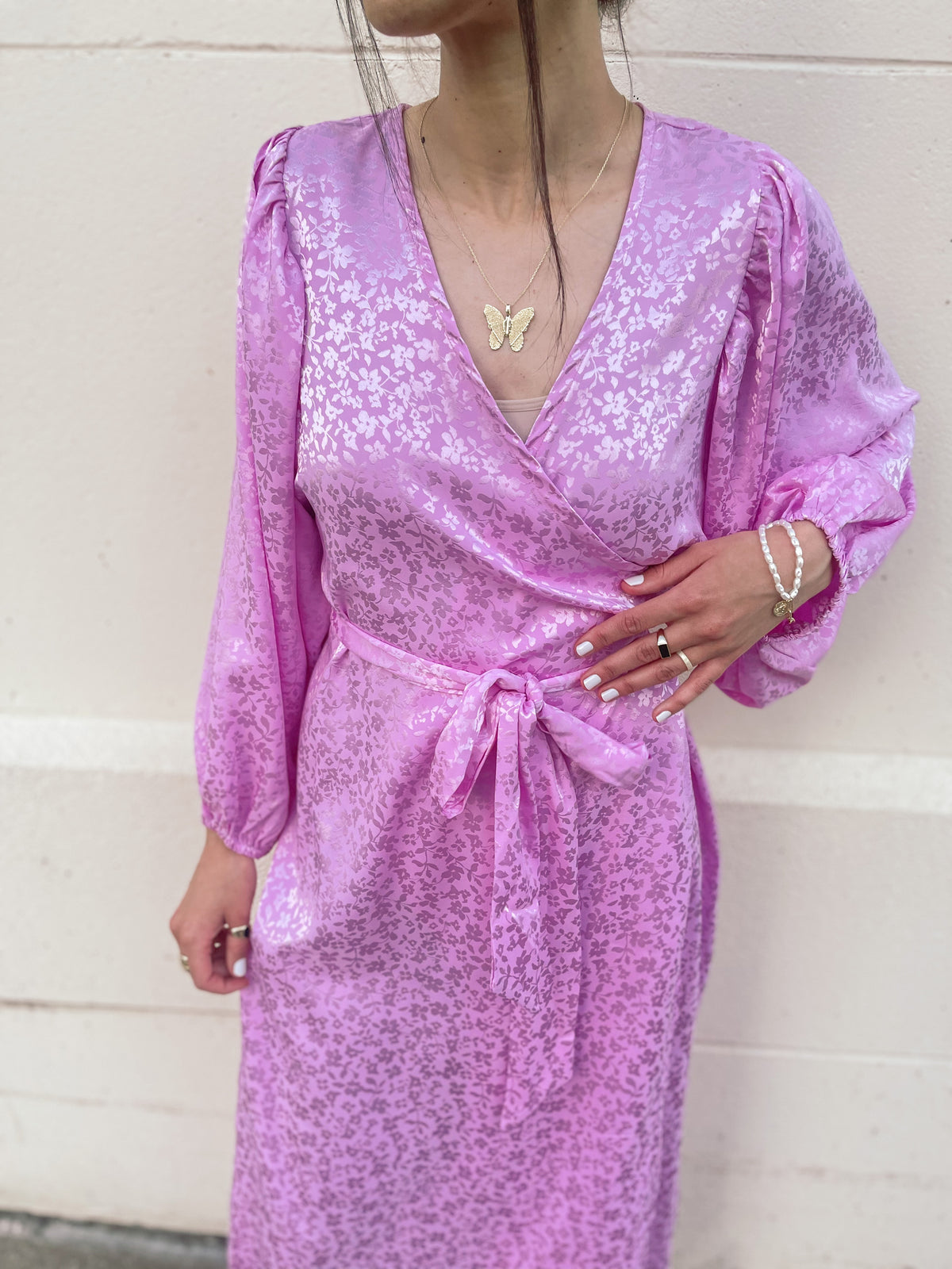 Pale Pink Kimono Style Wrap Dress