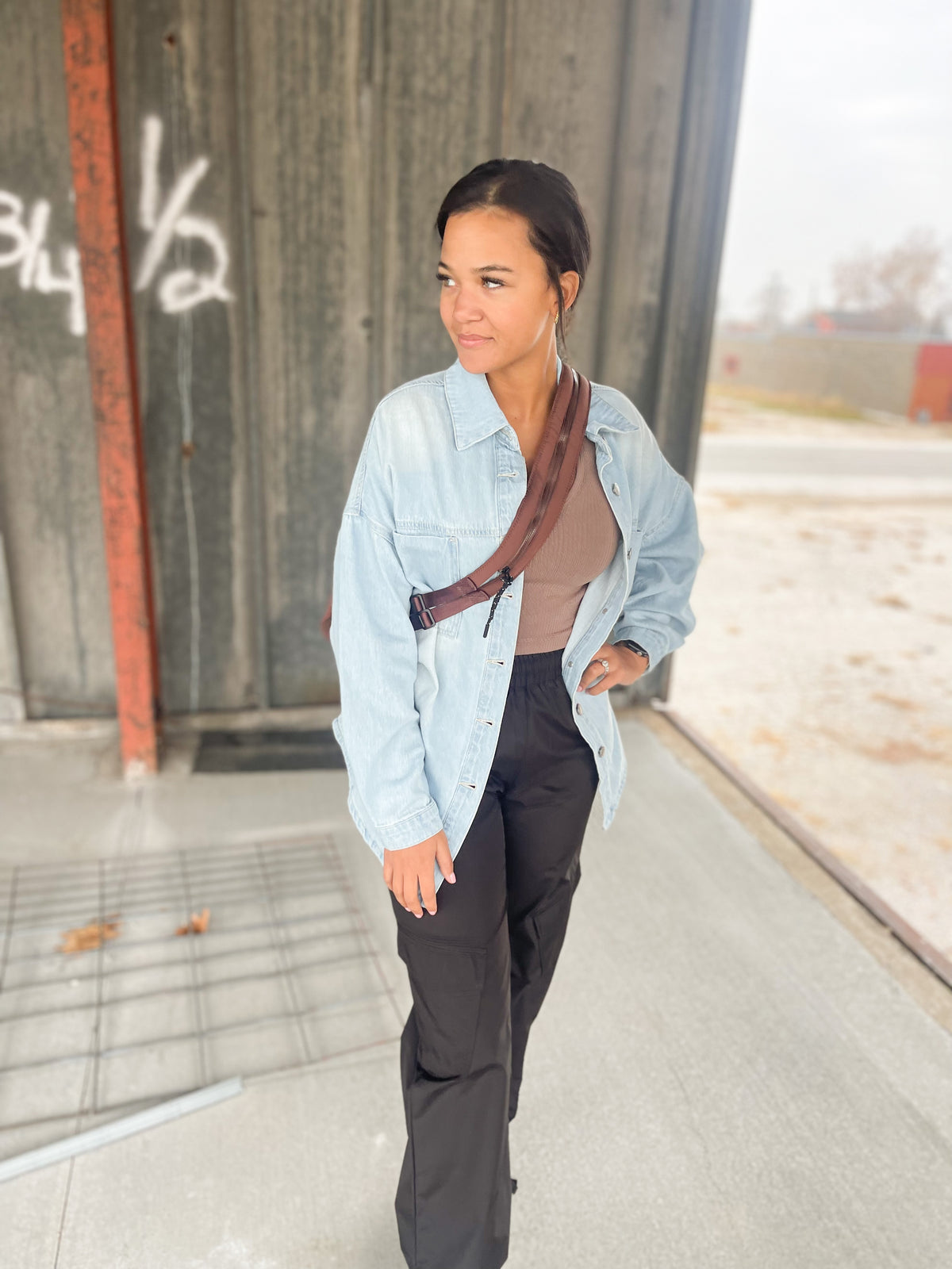 Black Cargo Style Wind Pants