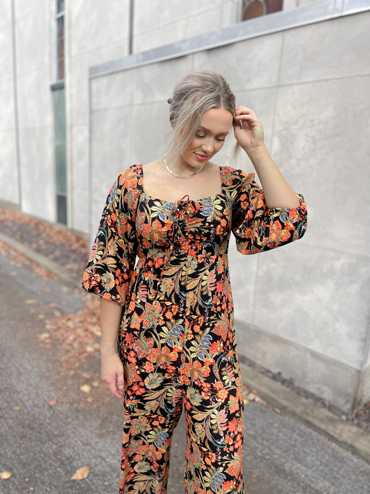 Floral Print Wide Leg Jumpsuit