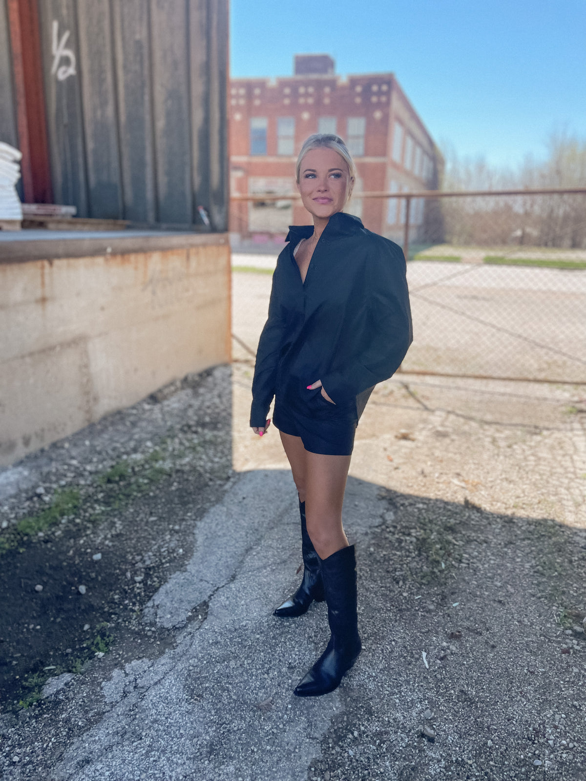 Black Oversized Button Up Shirt