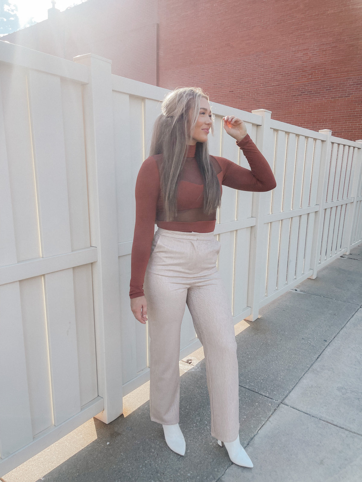 Silver Beige Wide Leg Pant