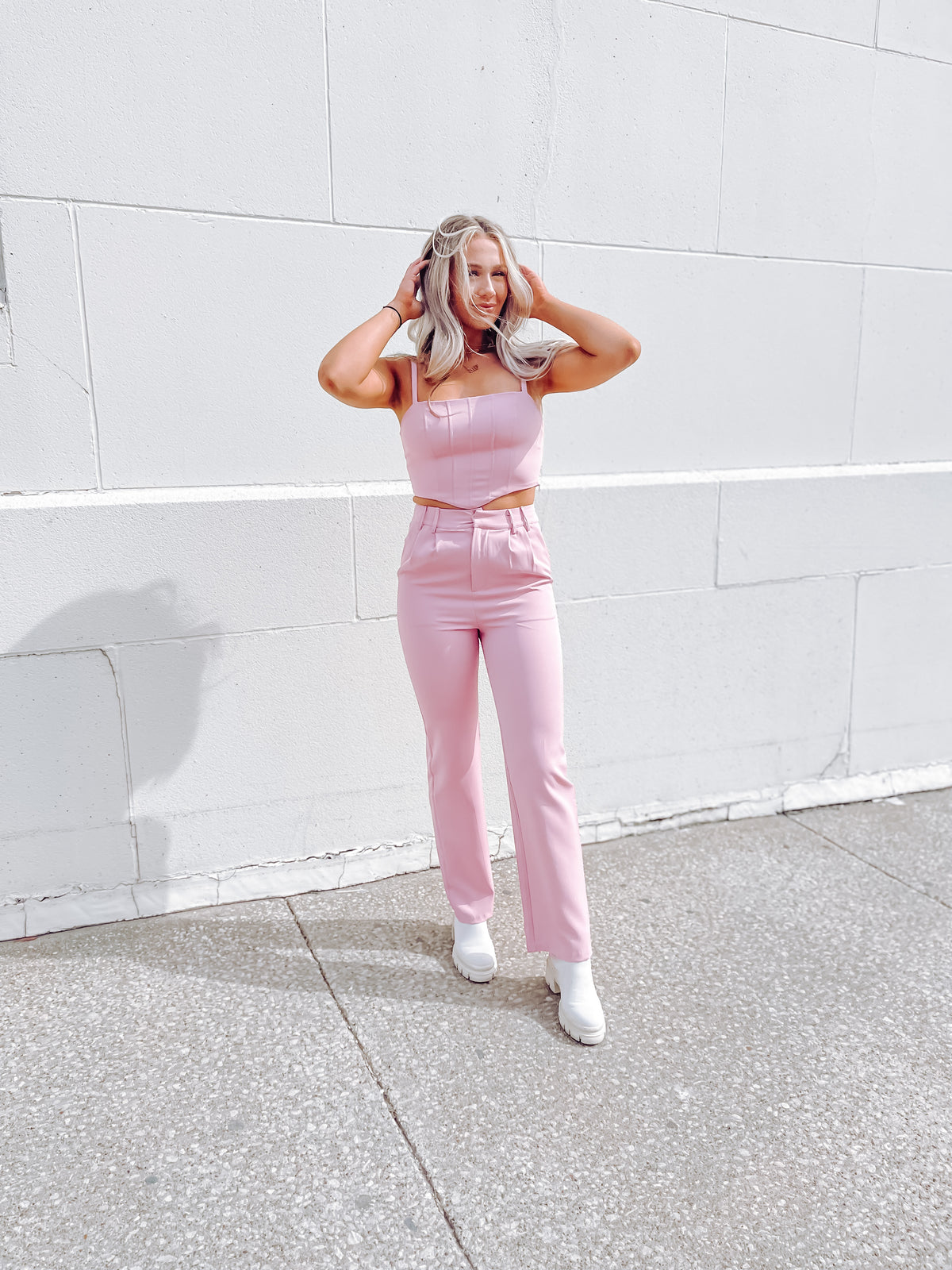 Pink Straight Leg Trousers