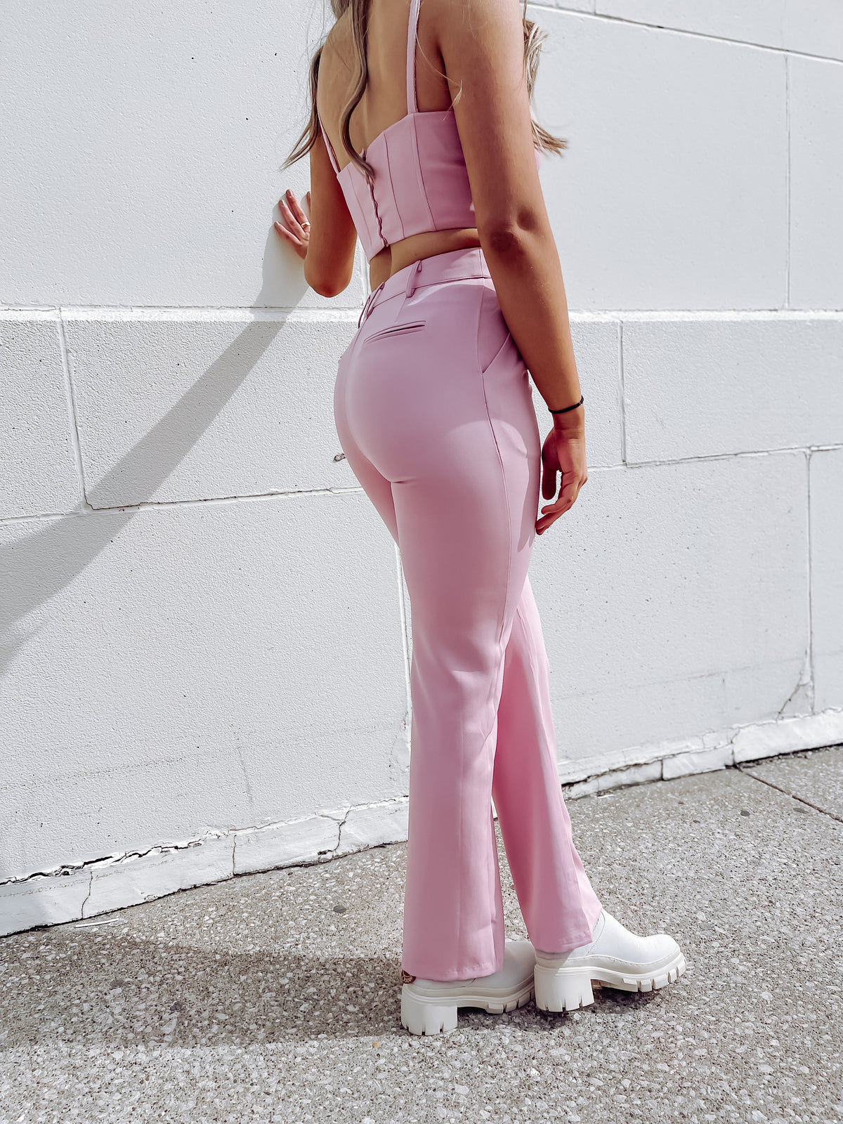 Pink Straight Leg Trousers