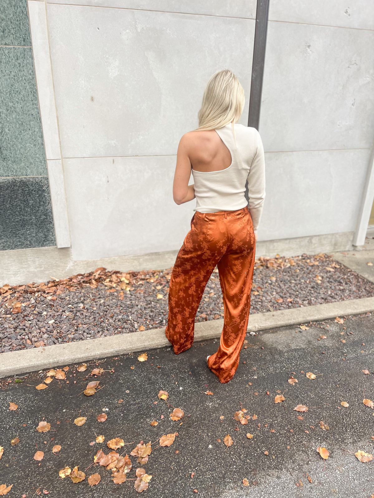 Rust Satin Jacquard Trousers