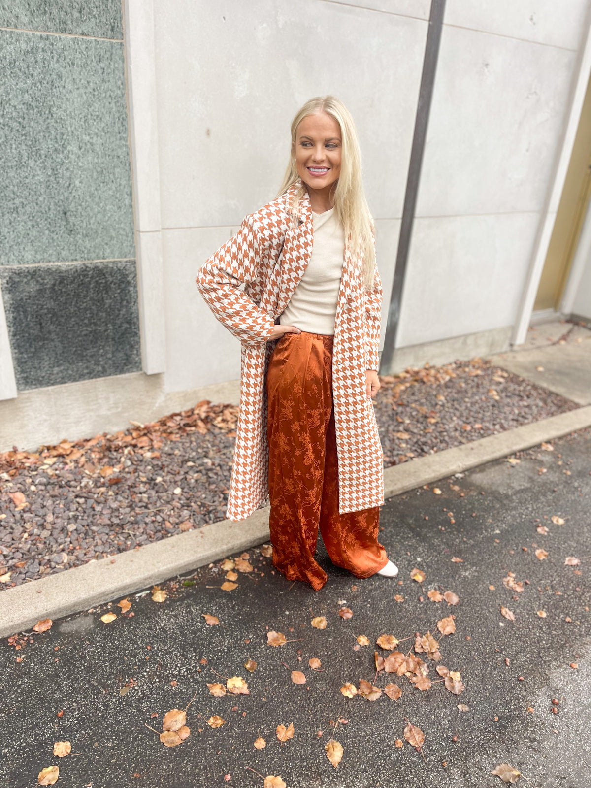 Rust Satin Jacquard Trousers