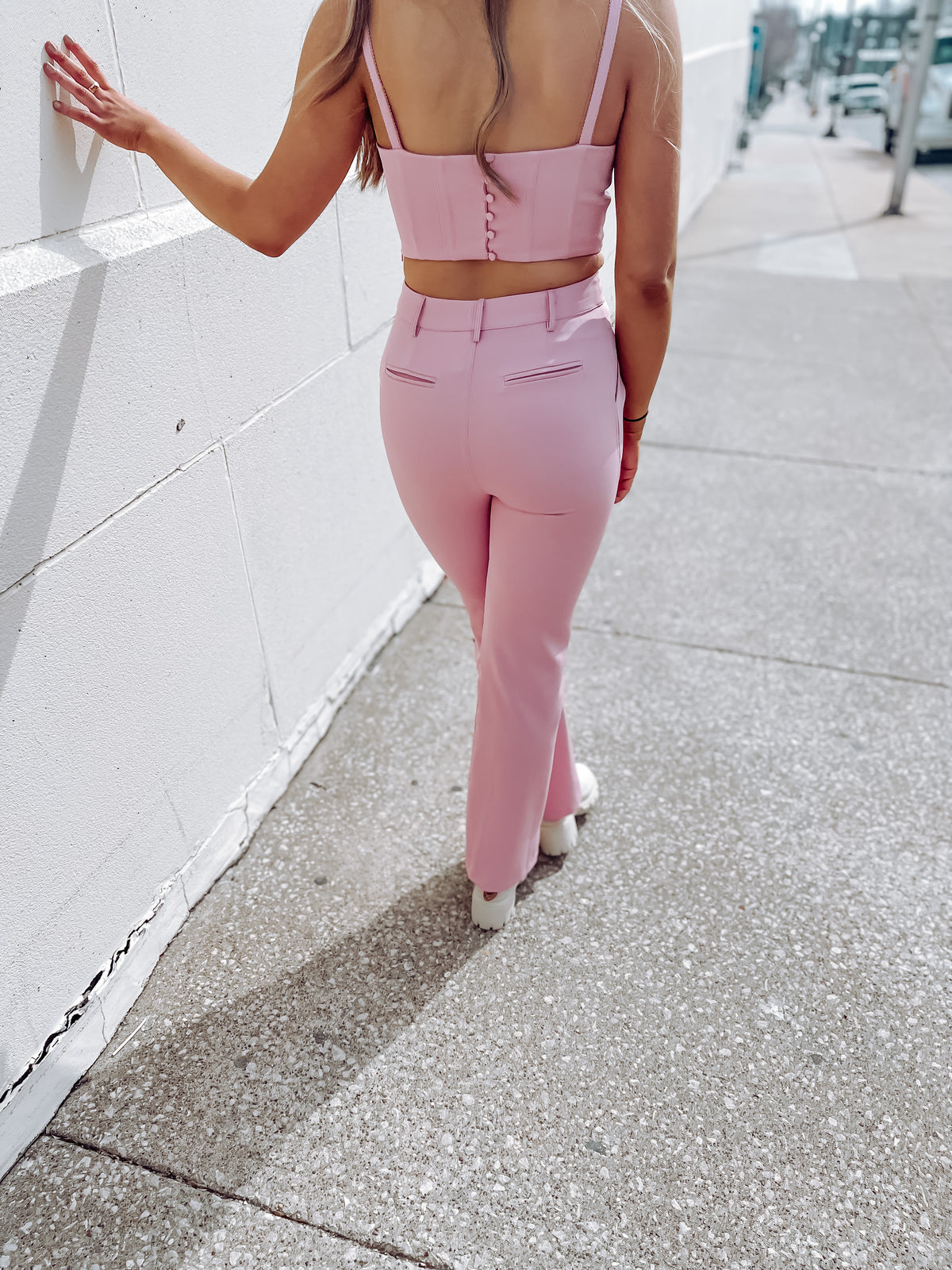 Pink Straight Leg Trousers