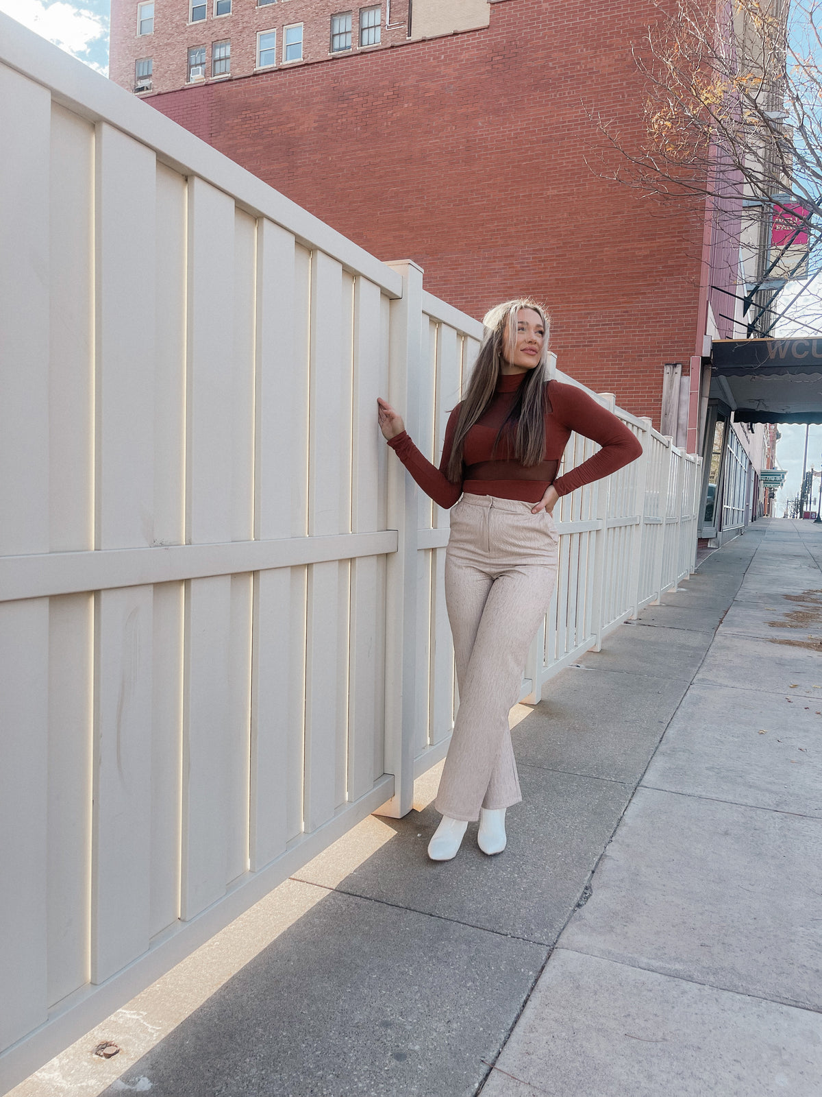 Silver Beige Wide Leg Pant