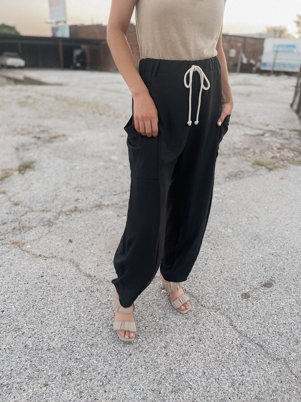 Black Parachute Style Pants