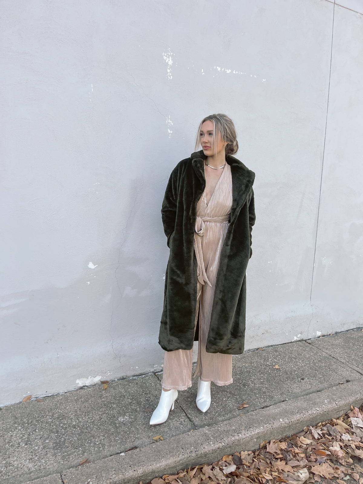 Wide Leg Foil Pleated Jumpsuit