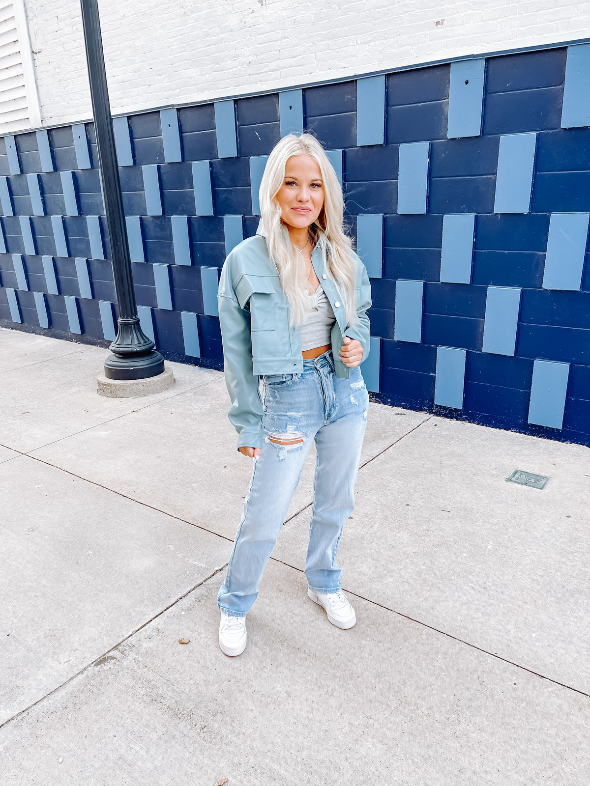 Cropped Vegan Leather Jacket