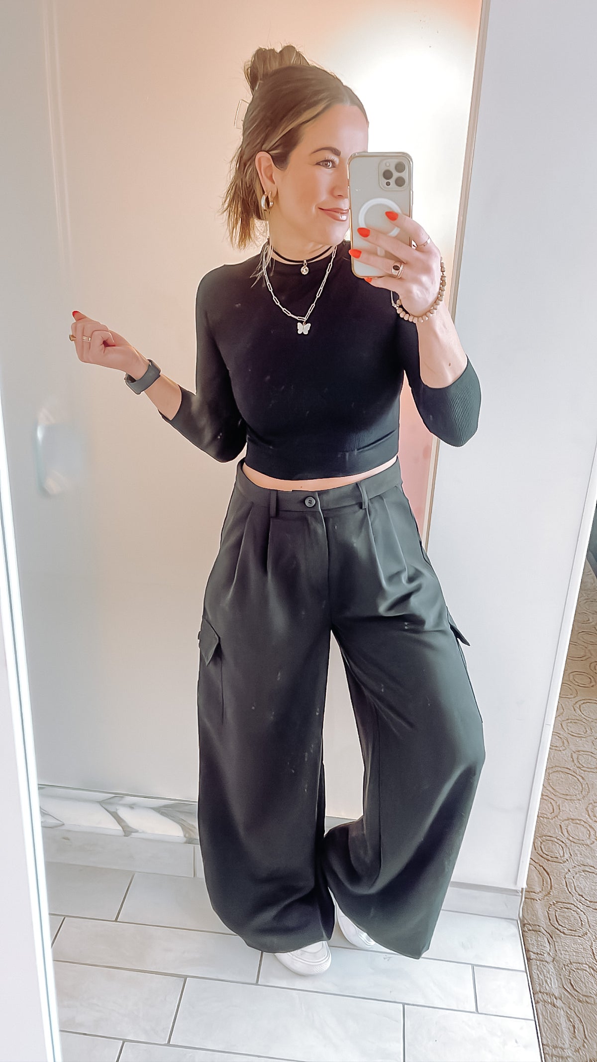 Black Wide Leg Cargo Pants