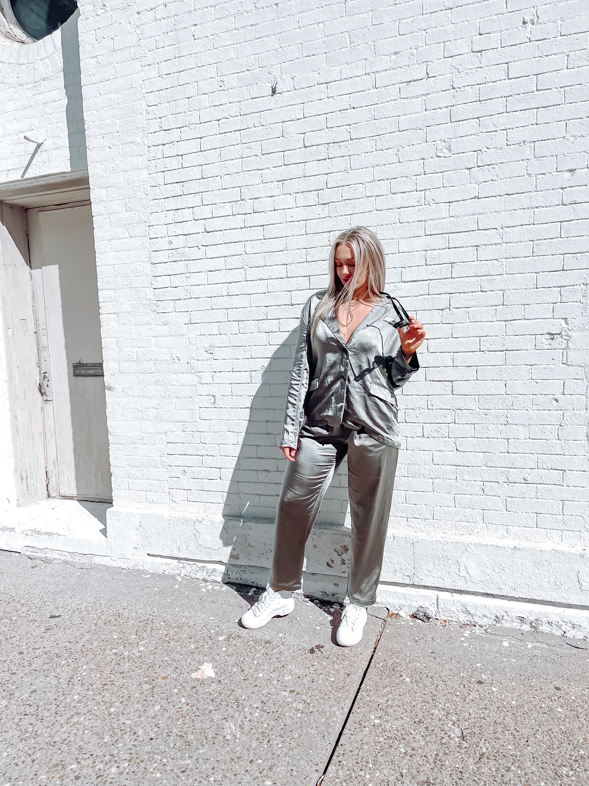 Silver Pine Heavy Satin Trouser