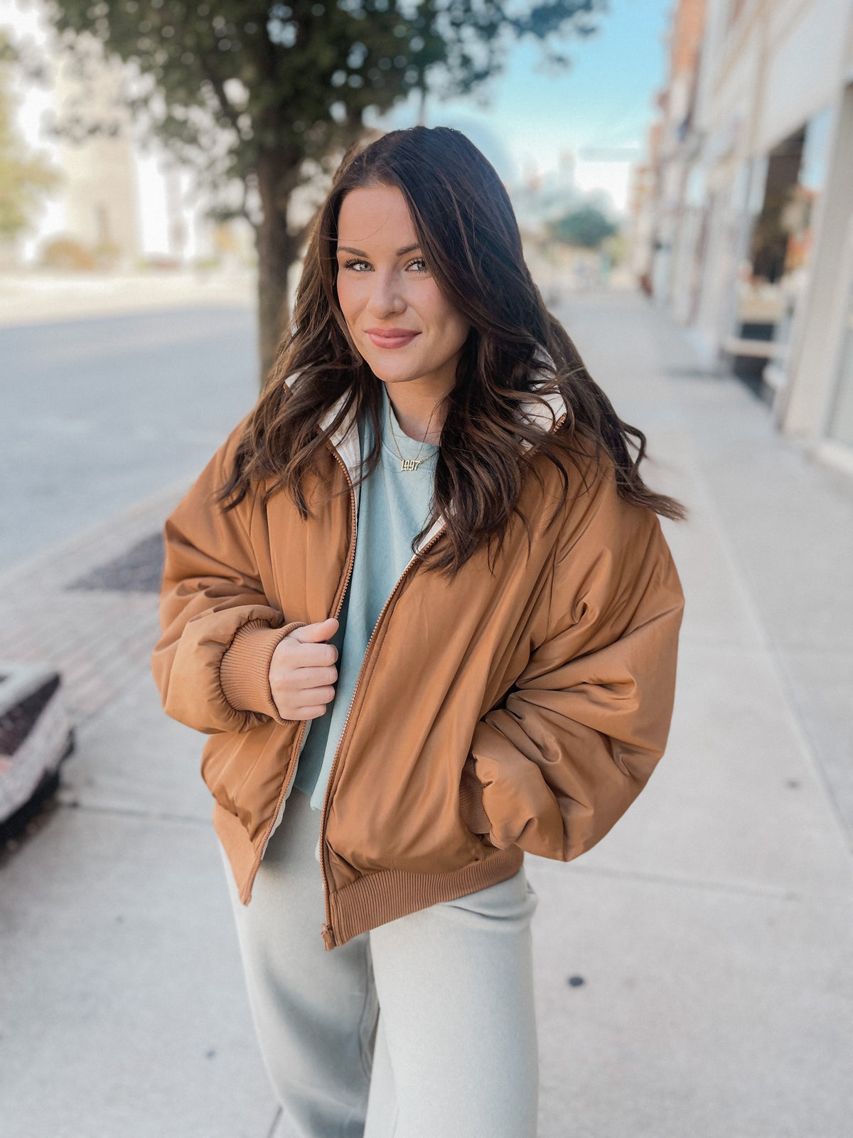 Mocha & Ivory Reversible Puffer Coat
