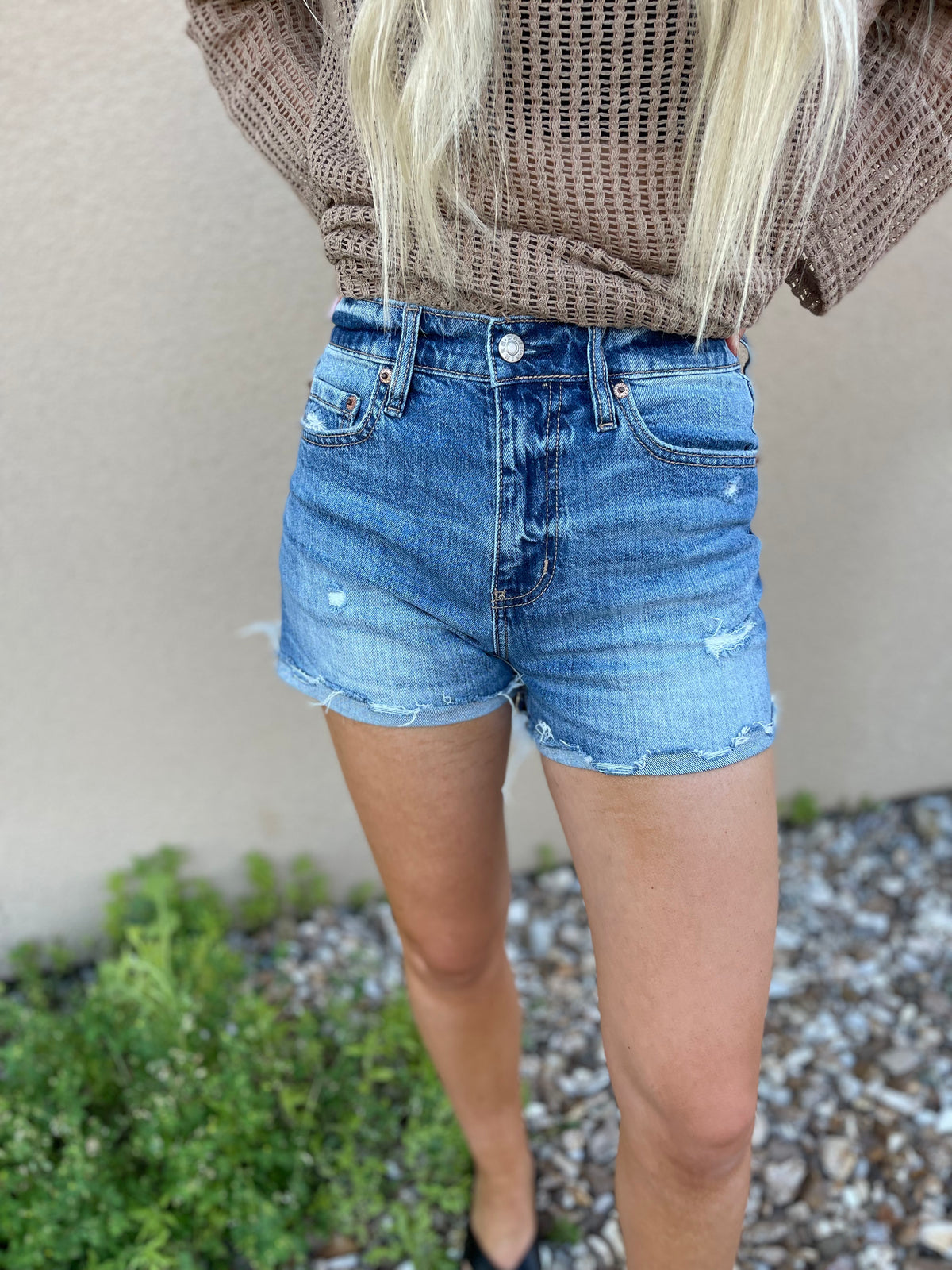 Troublemaker High Rise Denim Shorts