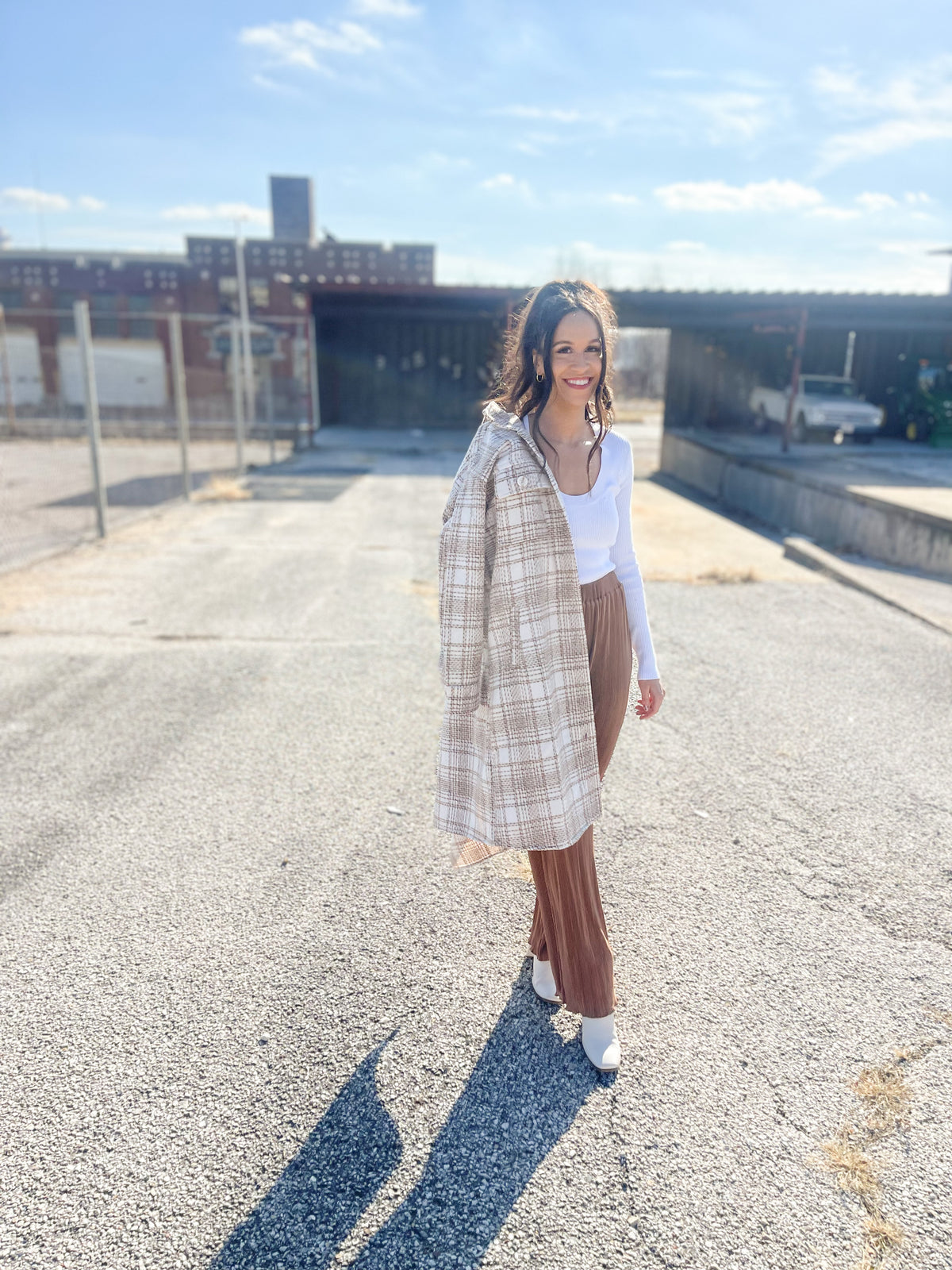 White Square Neck Fitted Sweater