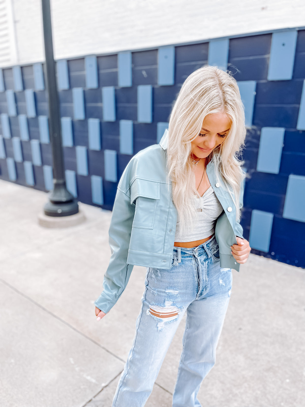 Cropped Vegan Leather Jacket