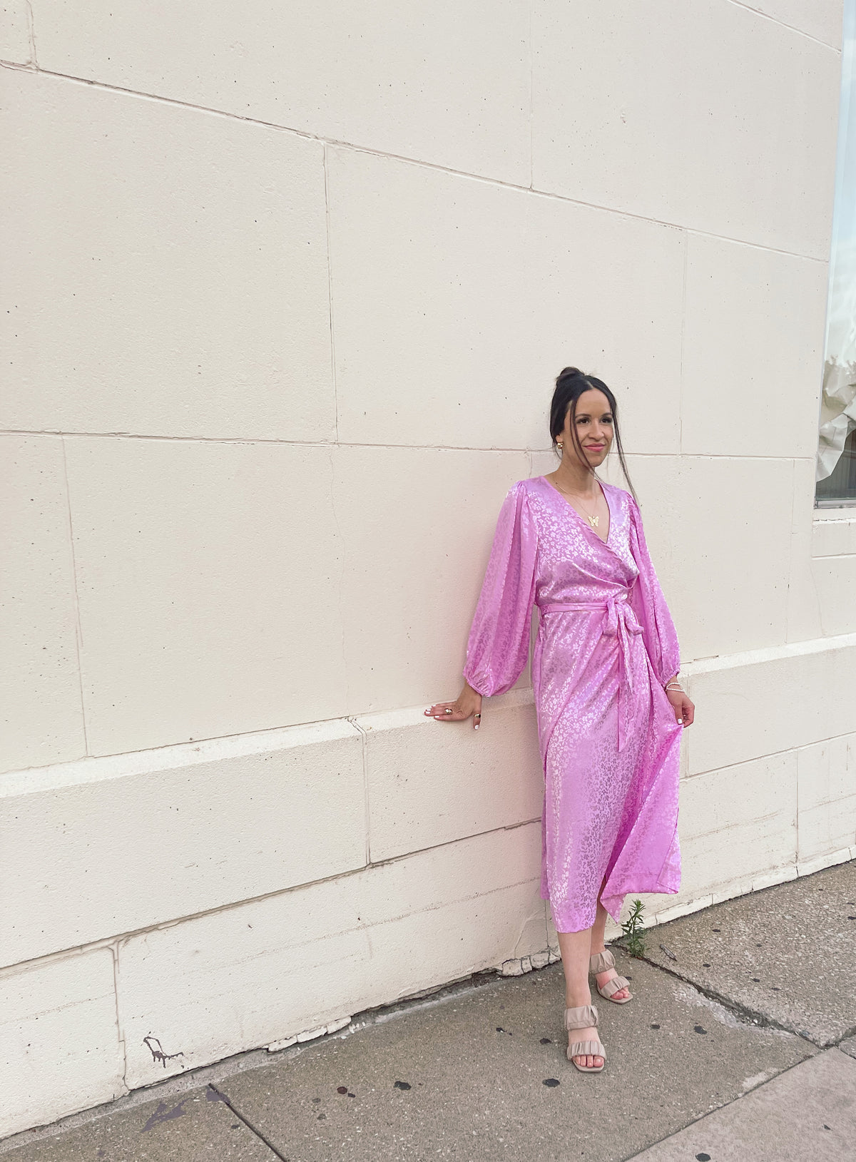 Pale Pink Kimono Style Wrap Dress