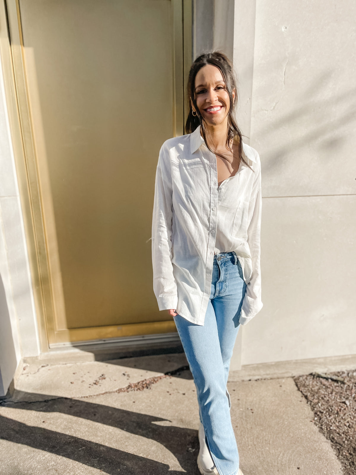 Relaxed Fit Button Down Linen Shirt