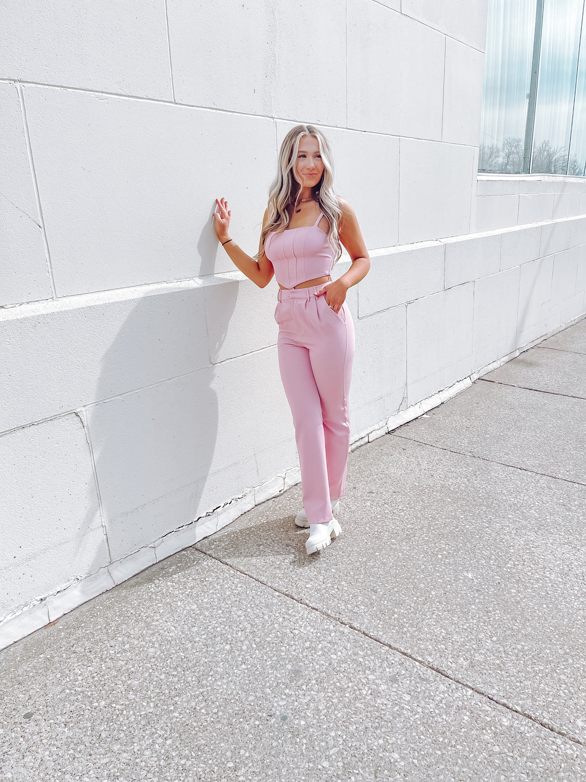 Pink Straight Leg Trousers