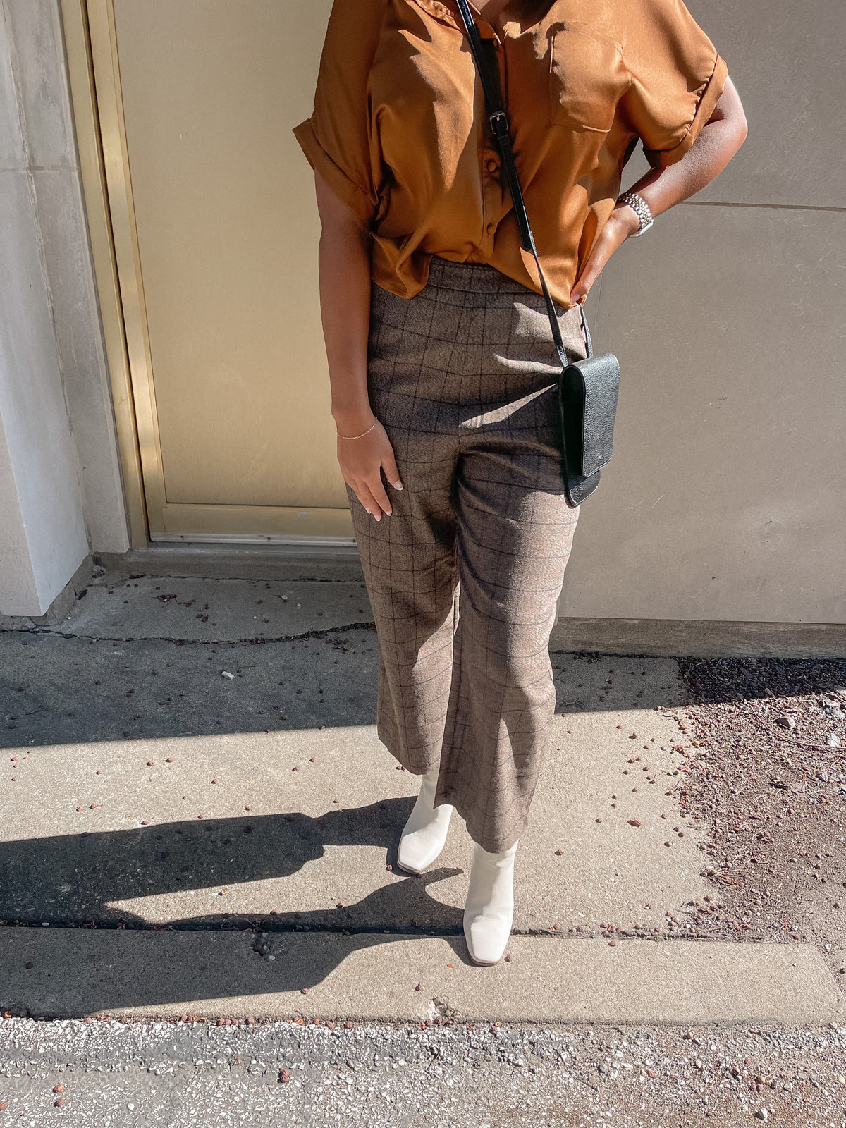 Satin Boxy Cut Short Sleeve Blouse