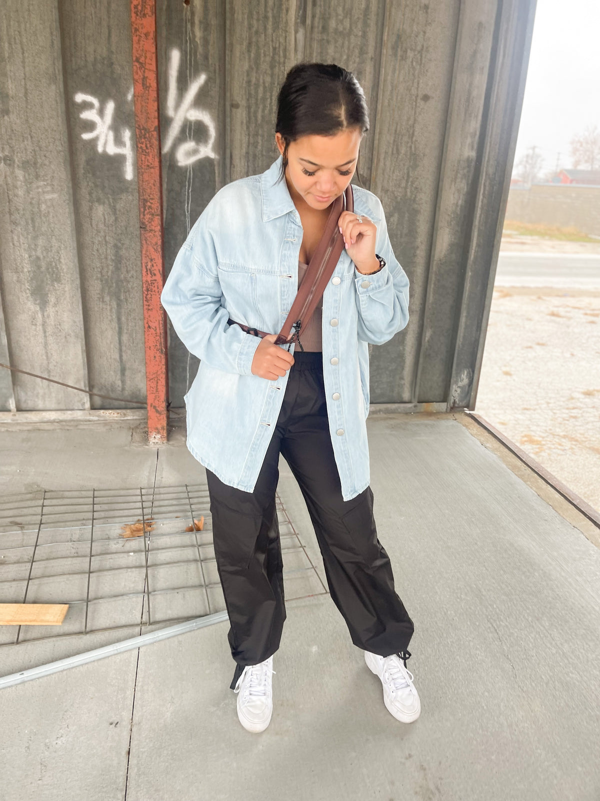 Black Cargo Style Wind Pants