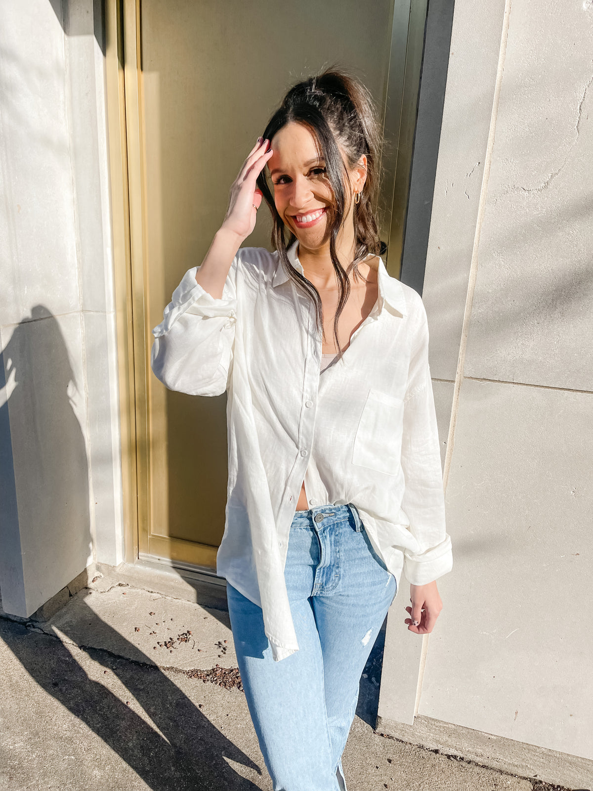 Relaxed Fit Button Down Linen Shirt
