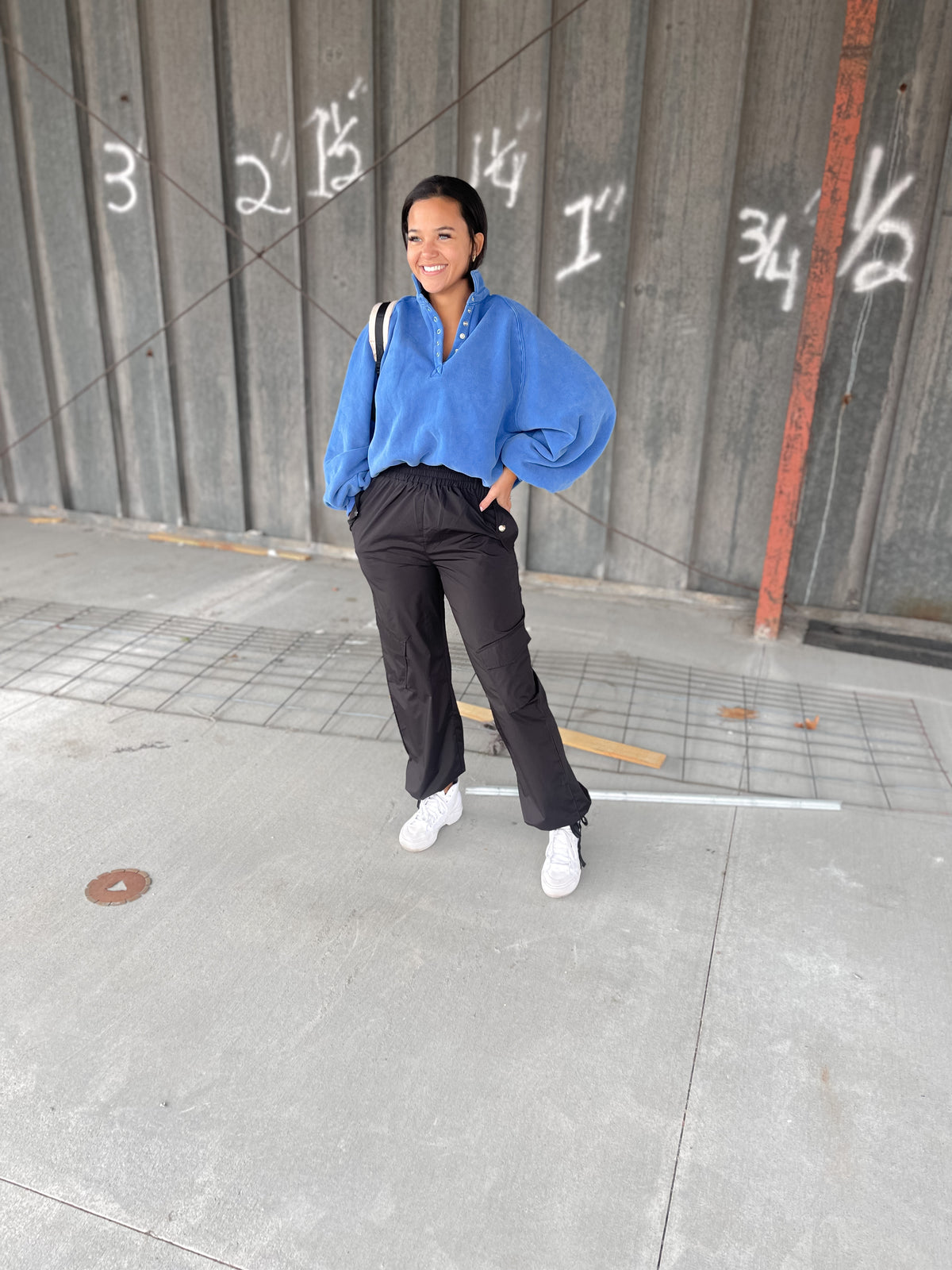 Black Cargo Style Wind Pants