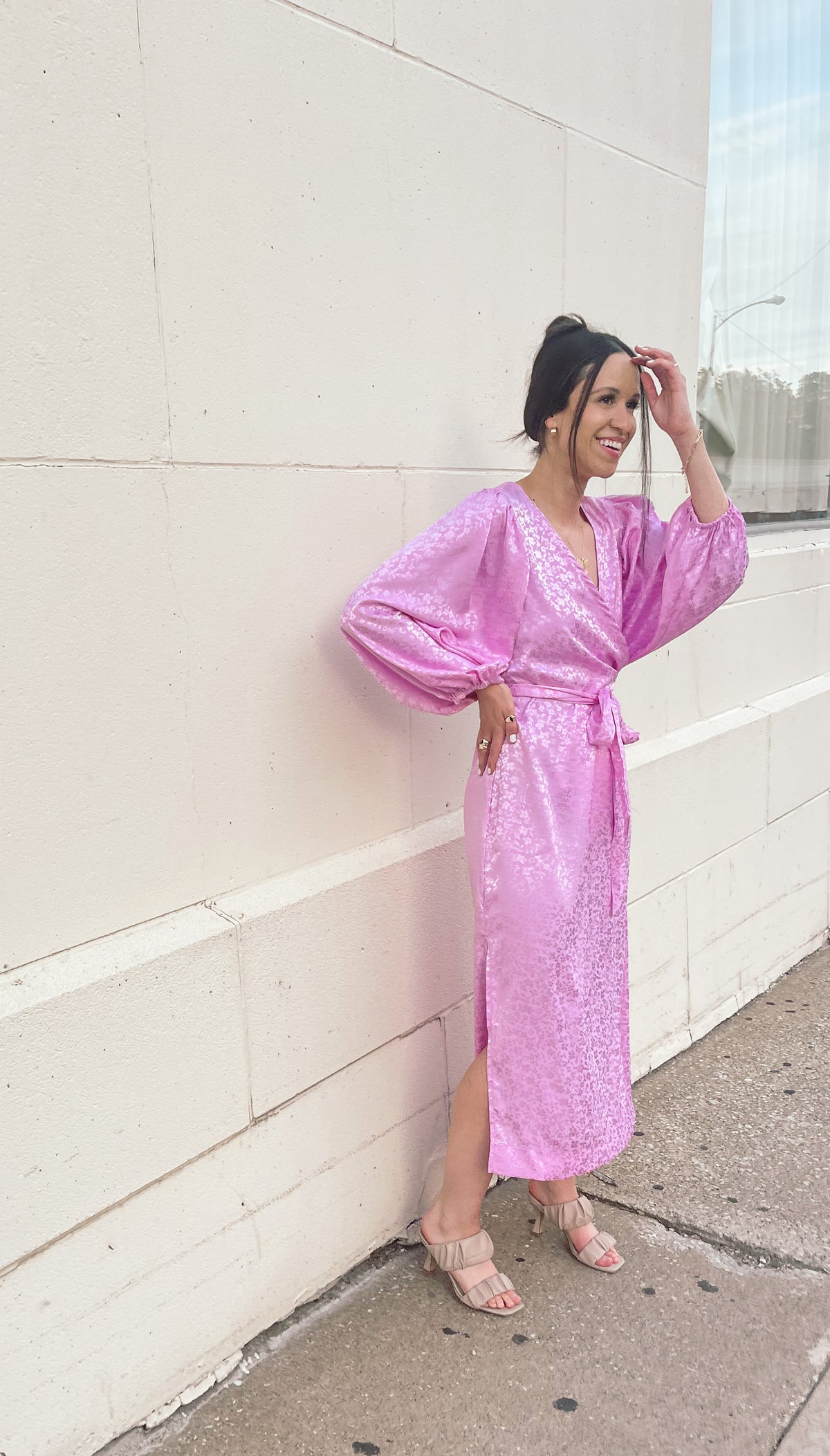 Pale Pink Kimono Style Wrap Dress