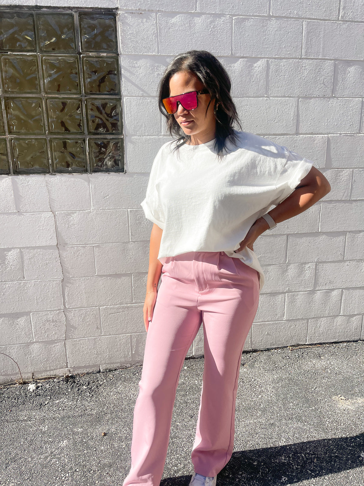 White Boxy Loose Fit Crewneck Tee