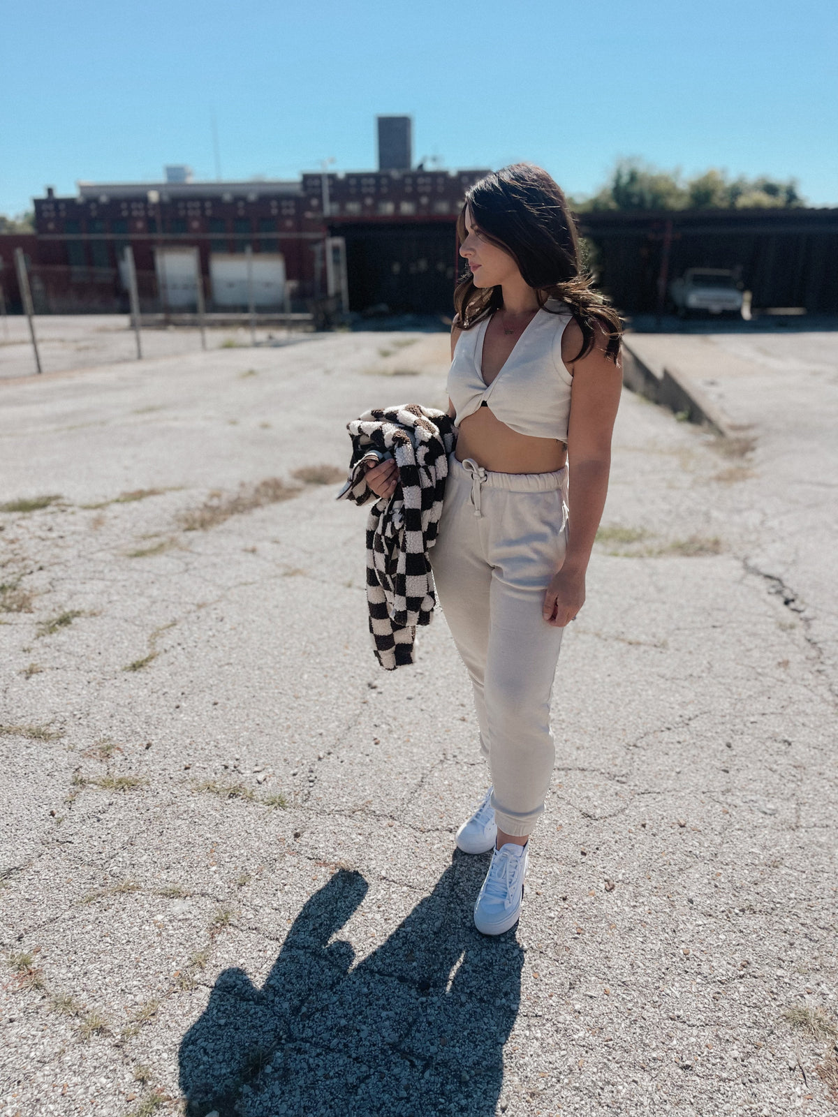 Pearl Burnout Surplice Crop Top