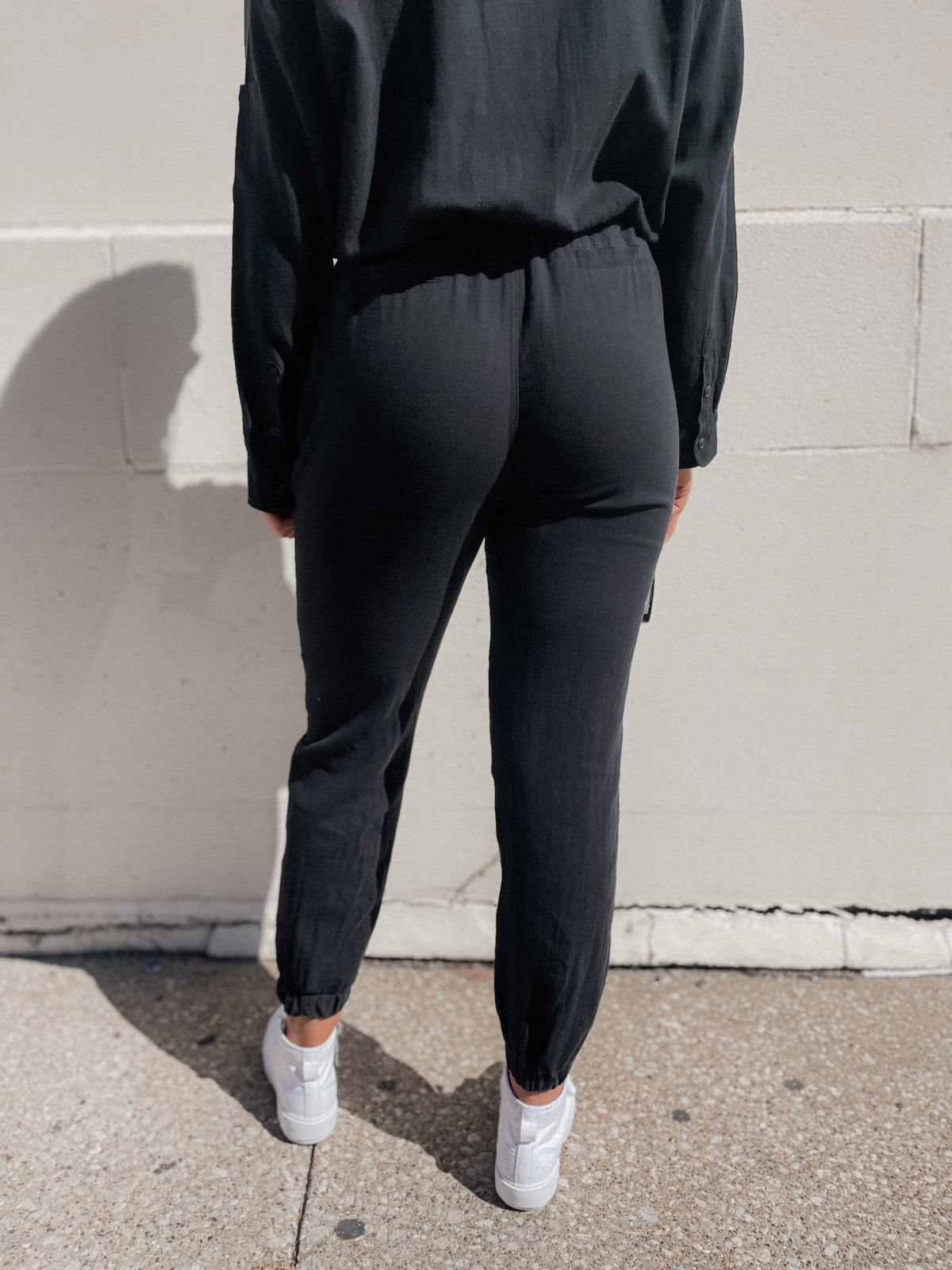 Black Twill Gauze Washed Jumpsuit