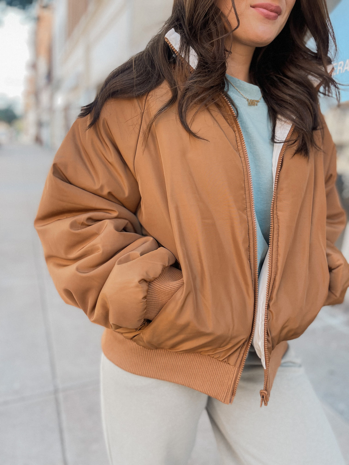 Mocha & Ivory Reversible Puffer Coat