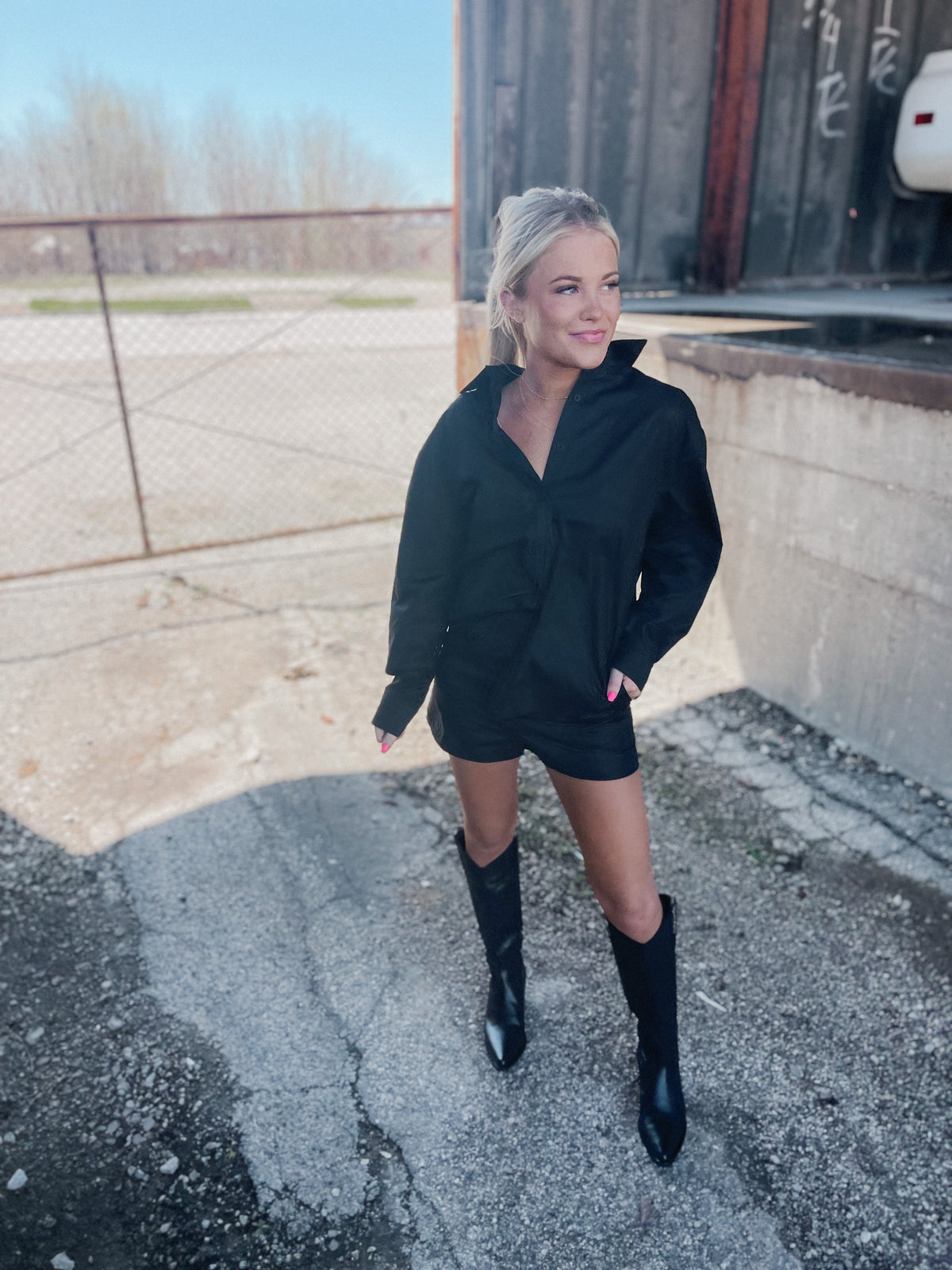 Black Oversized Button Up Shirt
