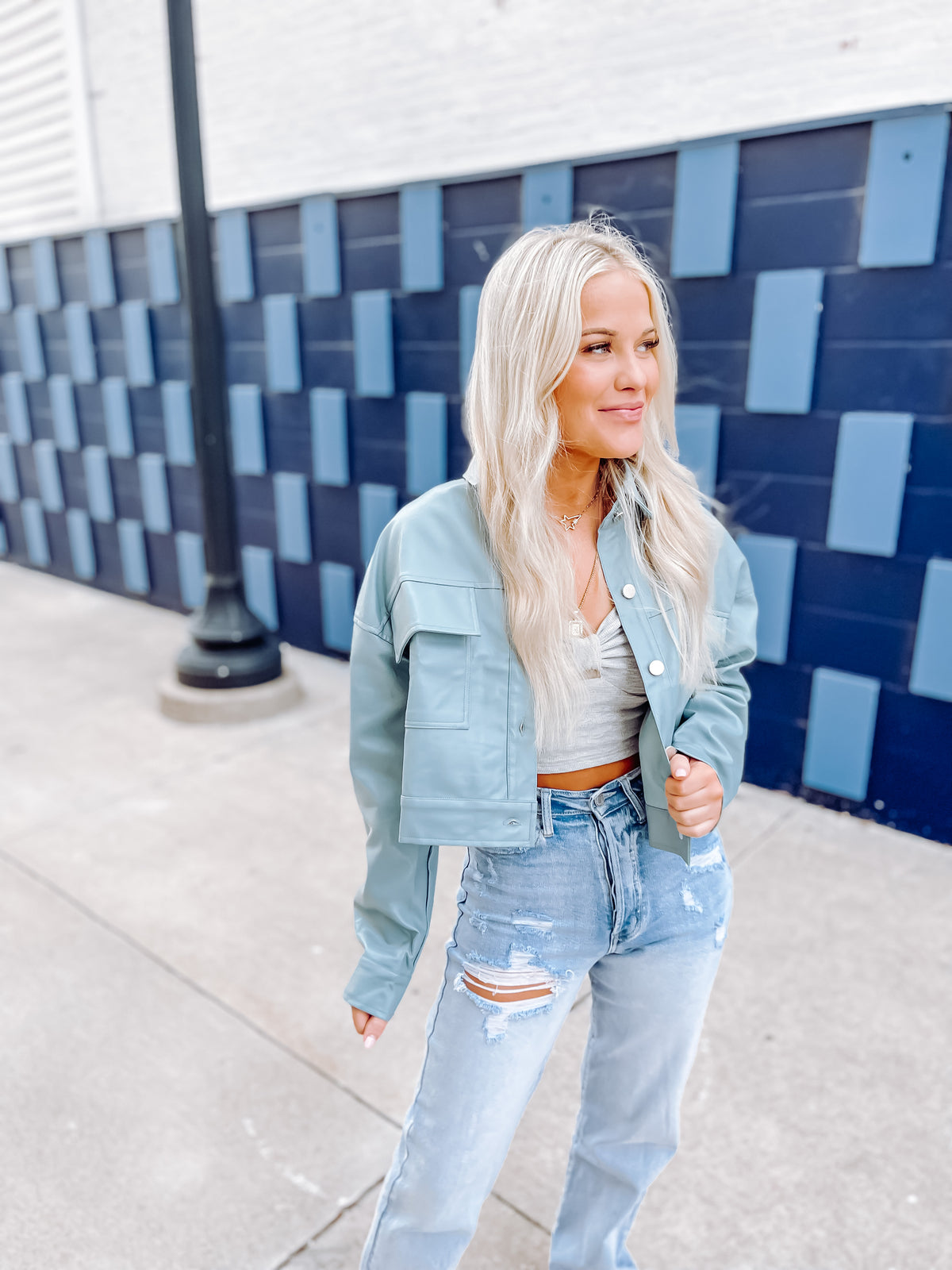 Cropped Vegan Leather Jacket