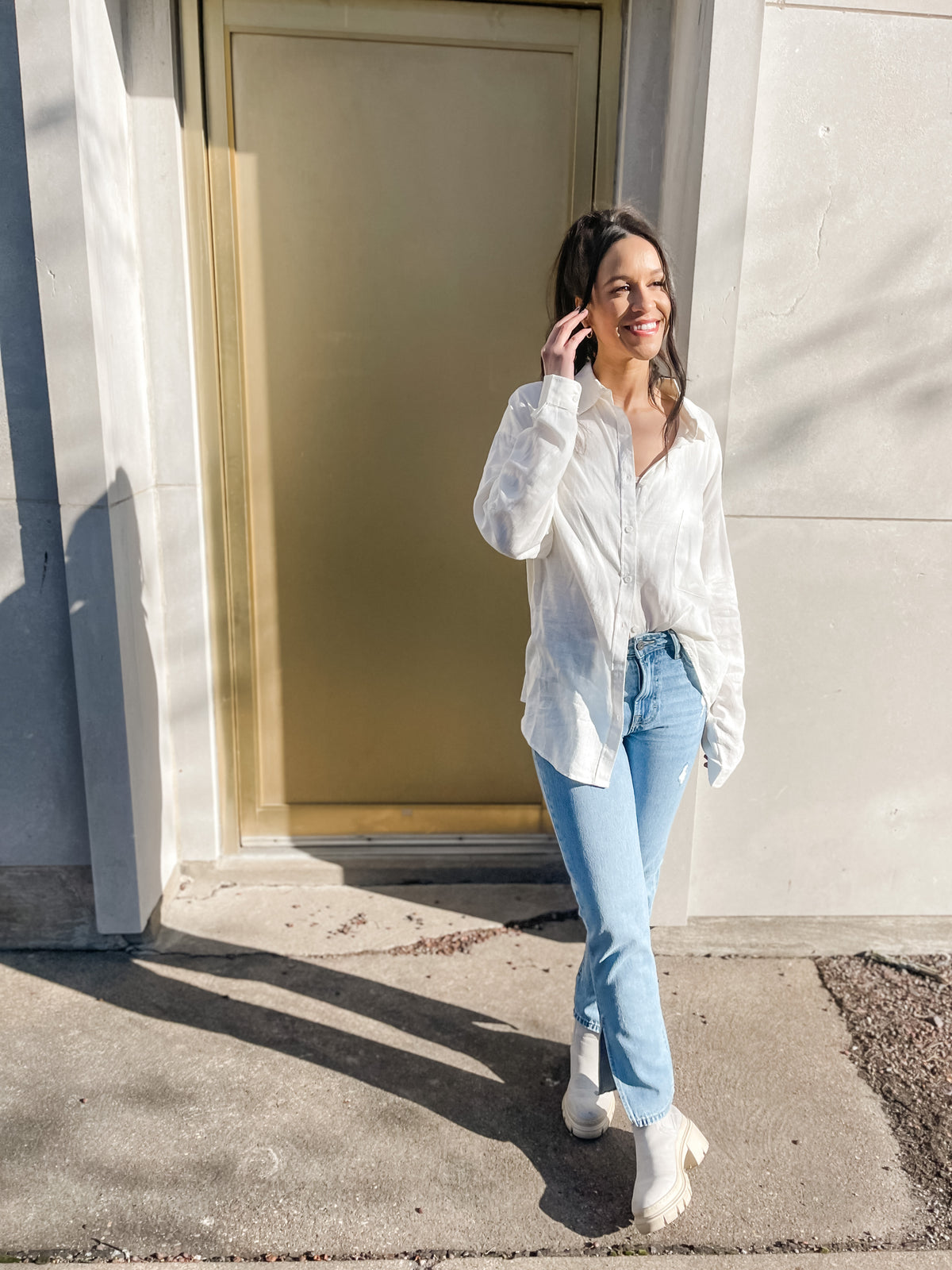 Relaxed Fit Button Down Linen Shirt
