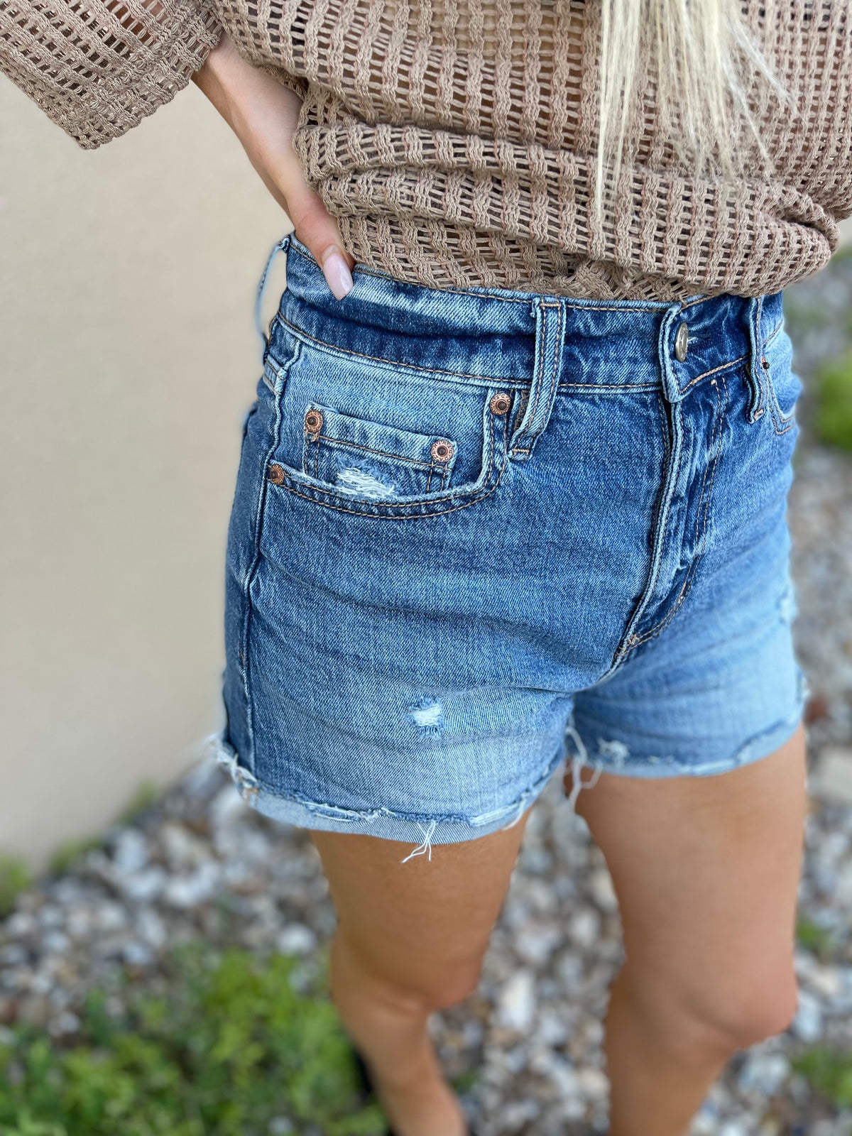 Troublemaker High Rise Denim Shorts