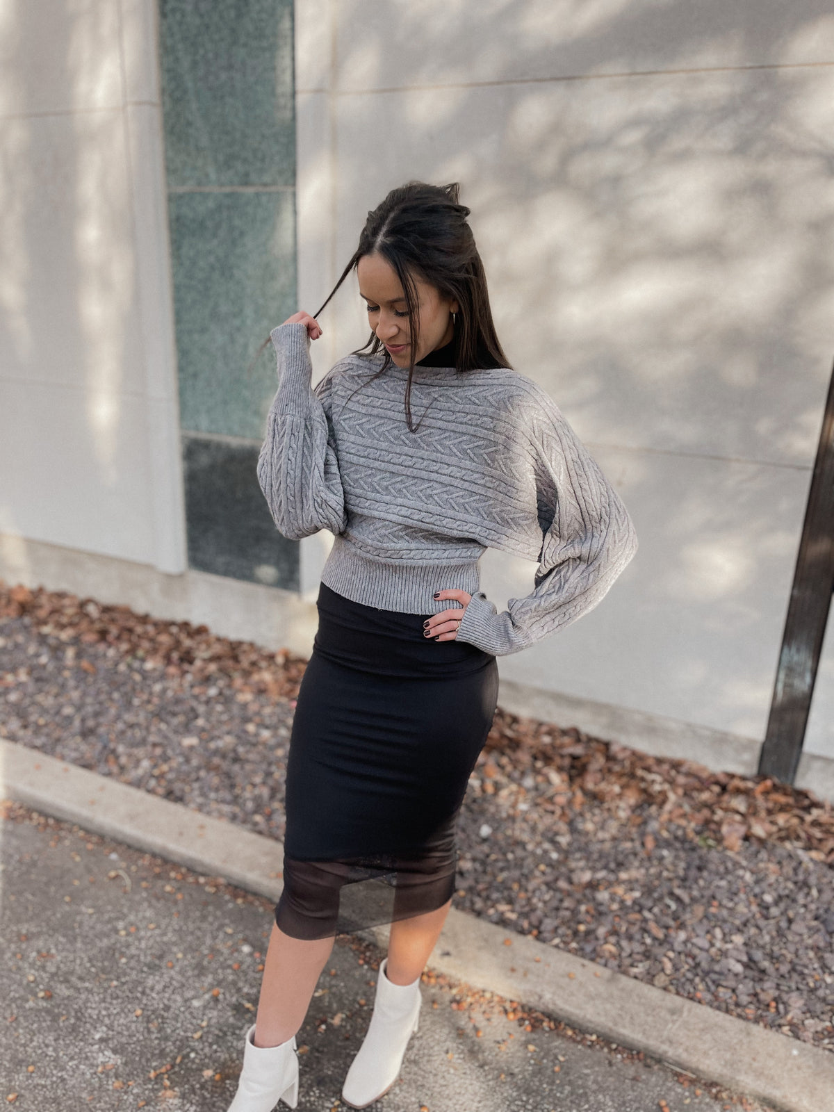 Cropped Dolman Sleeve Sweater