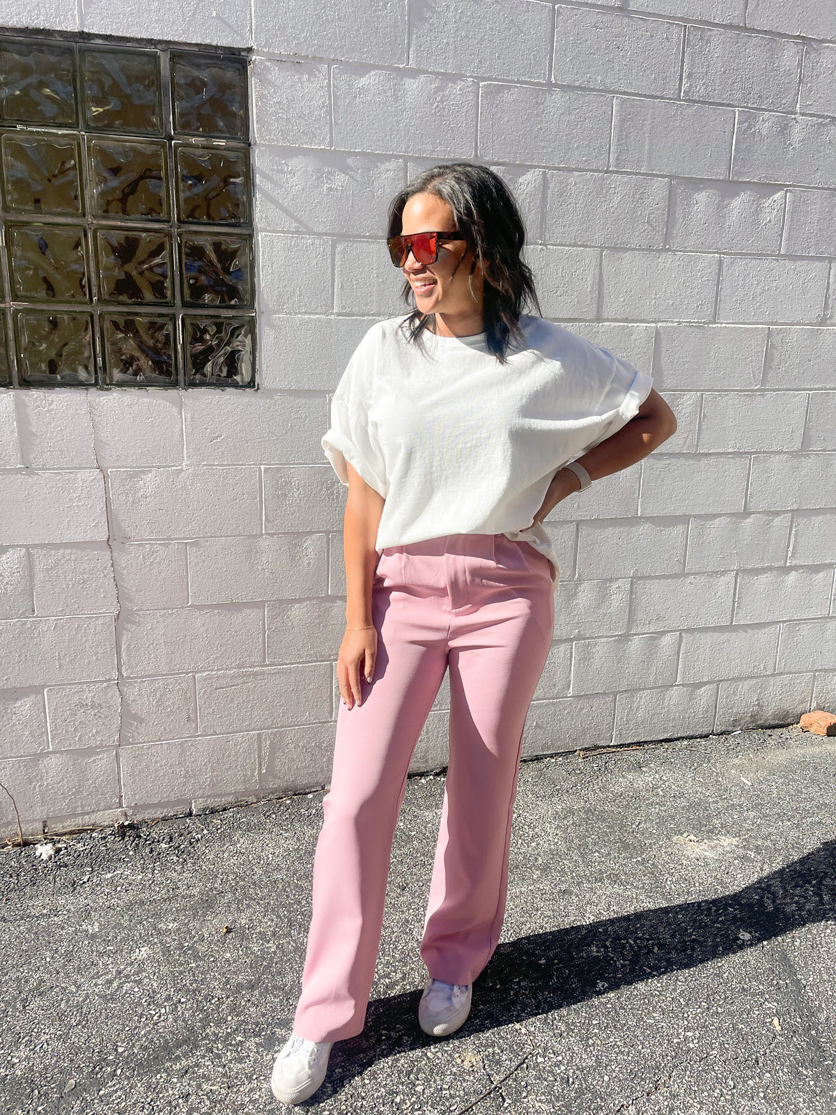 White Boxy Loose Fit Crewneck Tee