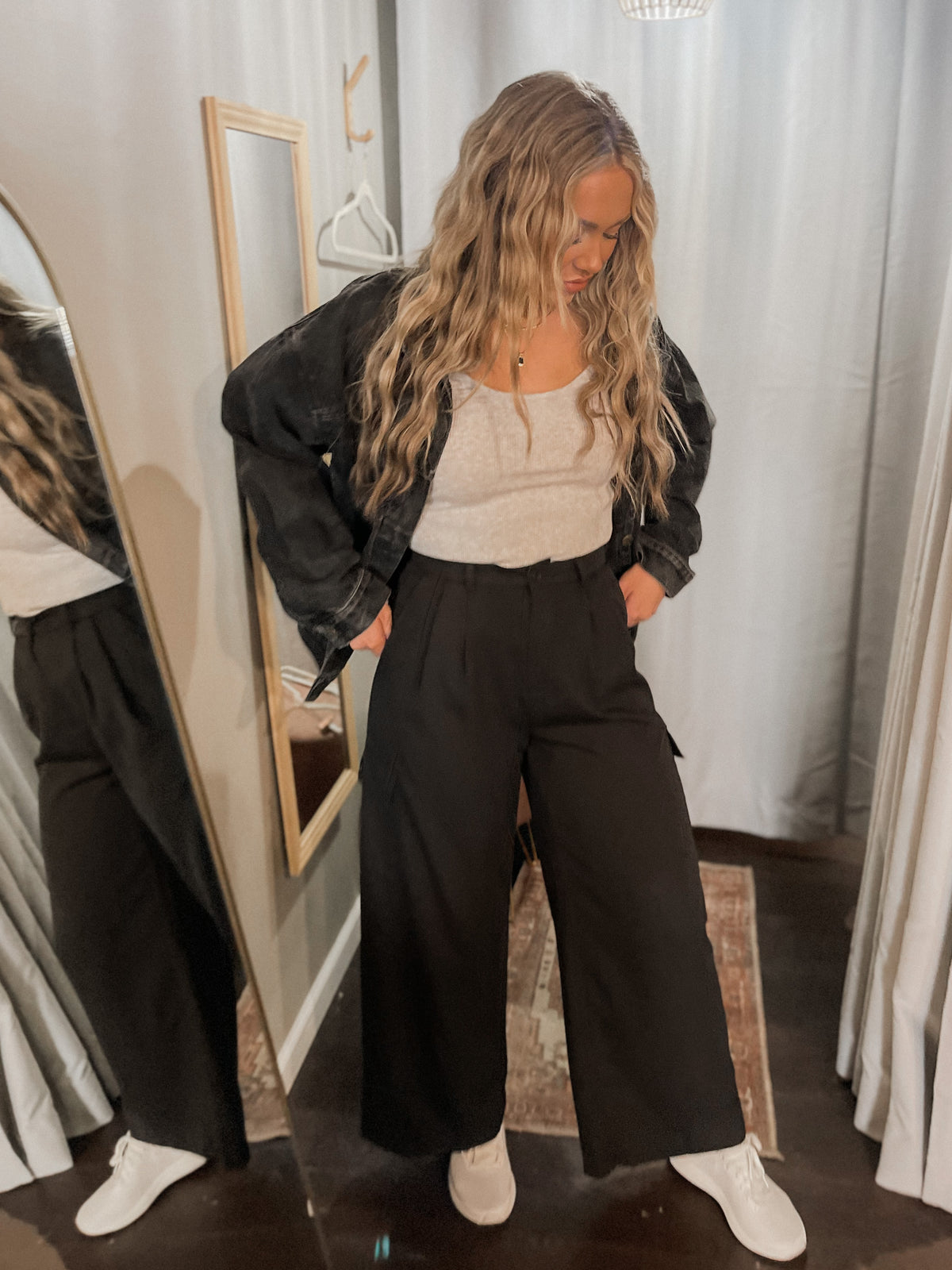 Black Wide Leg Cargo Pants