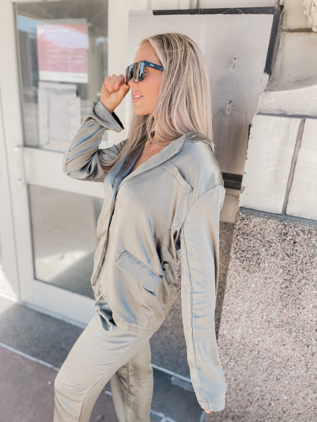 Silver Pine Heavy Satin Trouser