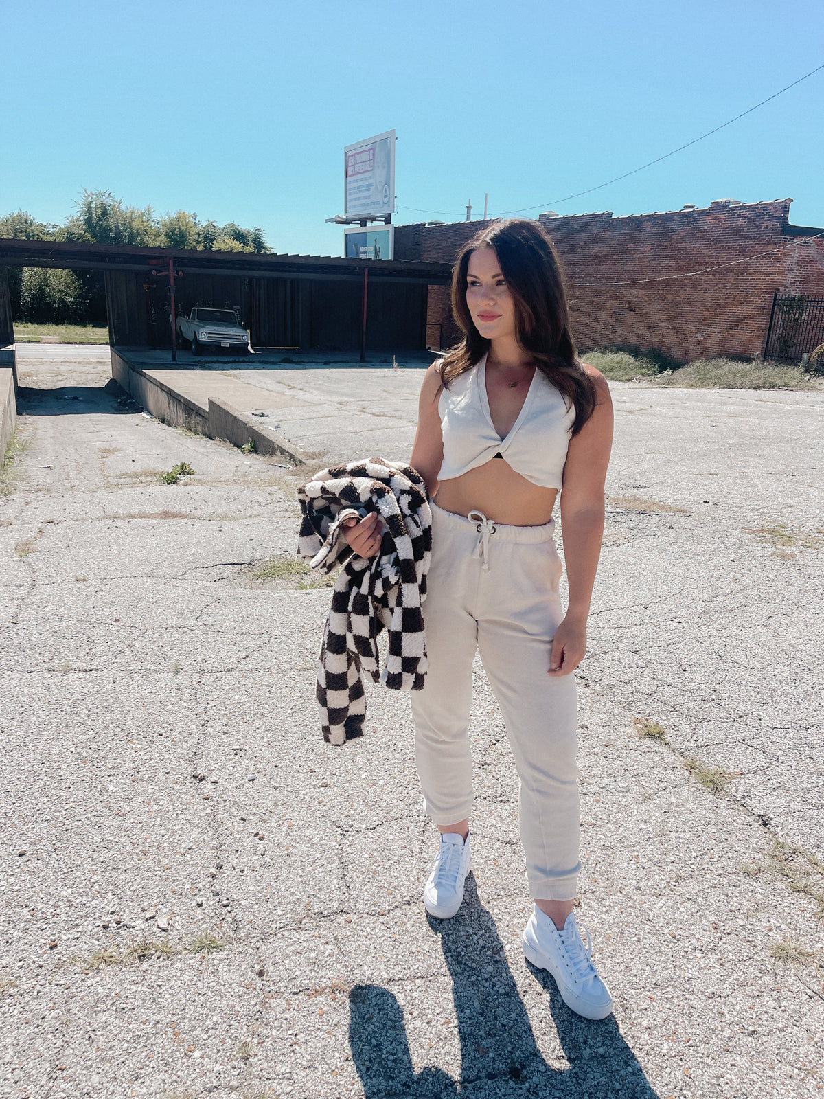Pearl Burnout Surplice Crop Top
