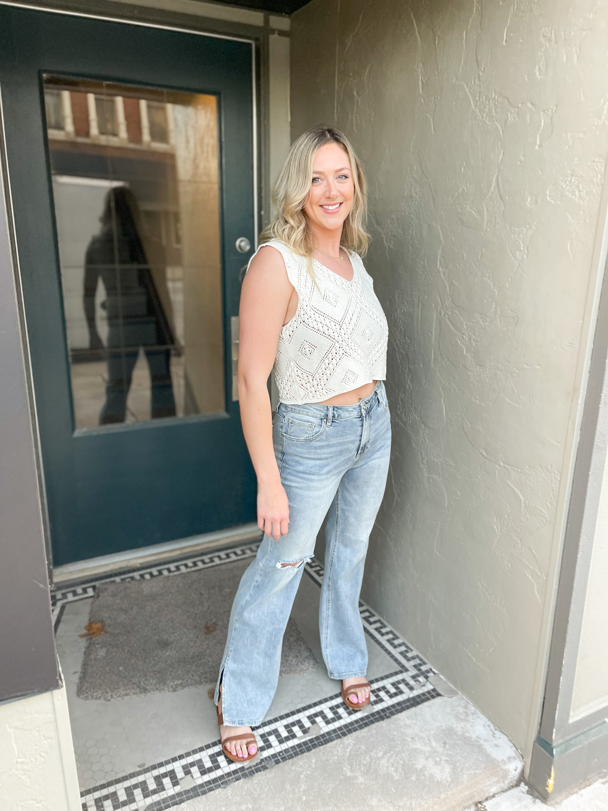 Side Slit Wide Leg Jeans