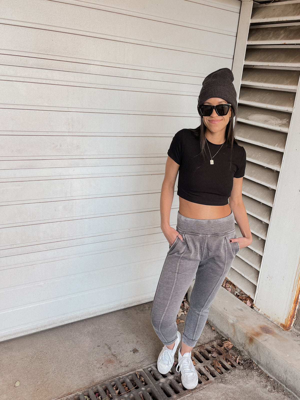 Black Micro-Ribbed Crop Top